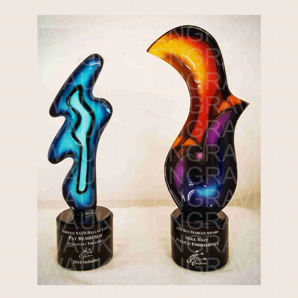 engraved art glass award