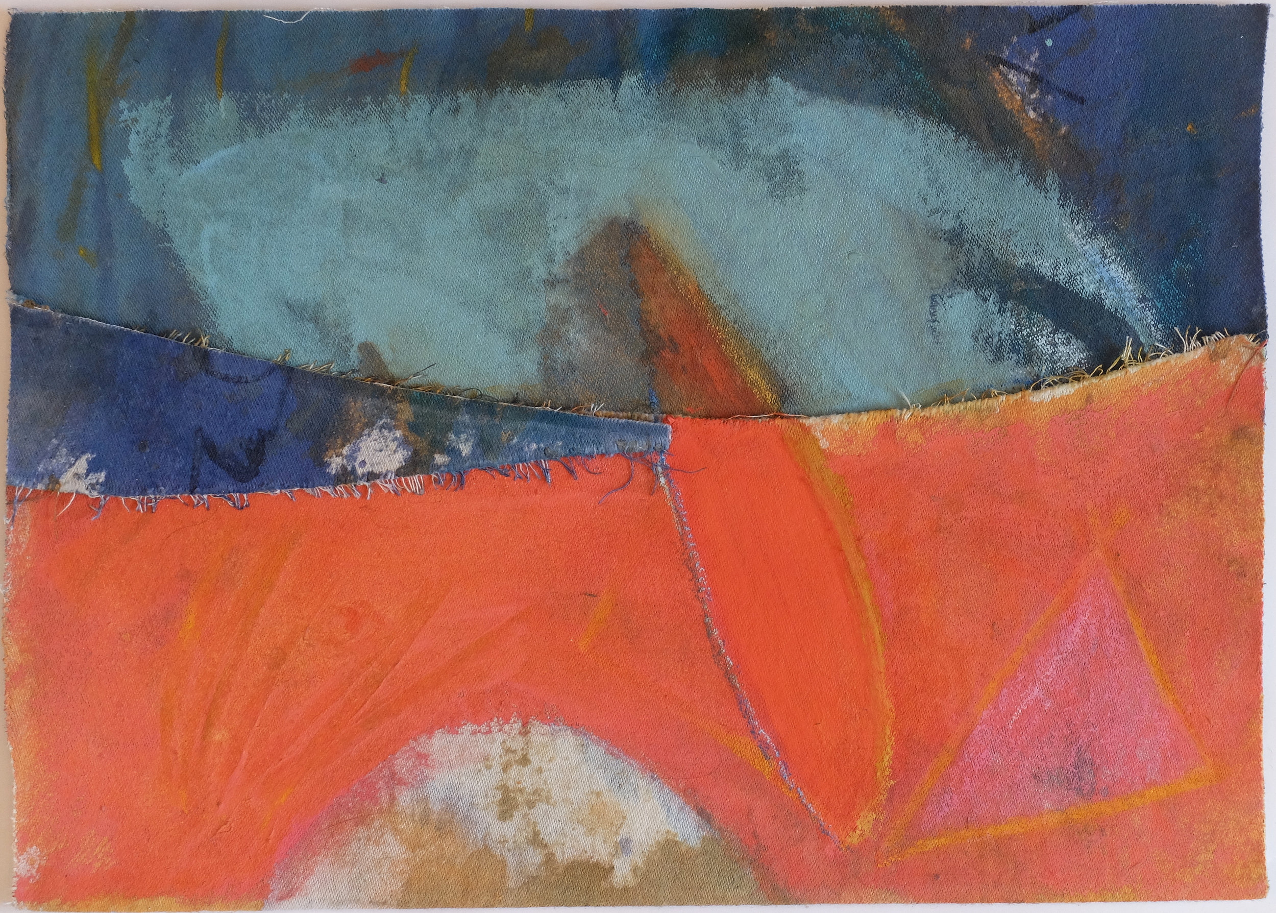 No. 7, 2000, acrylic, oil pastel, fabric collage on canvas, 26 x 36 cm (10 x 14 in)