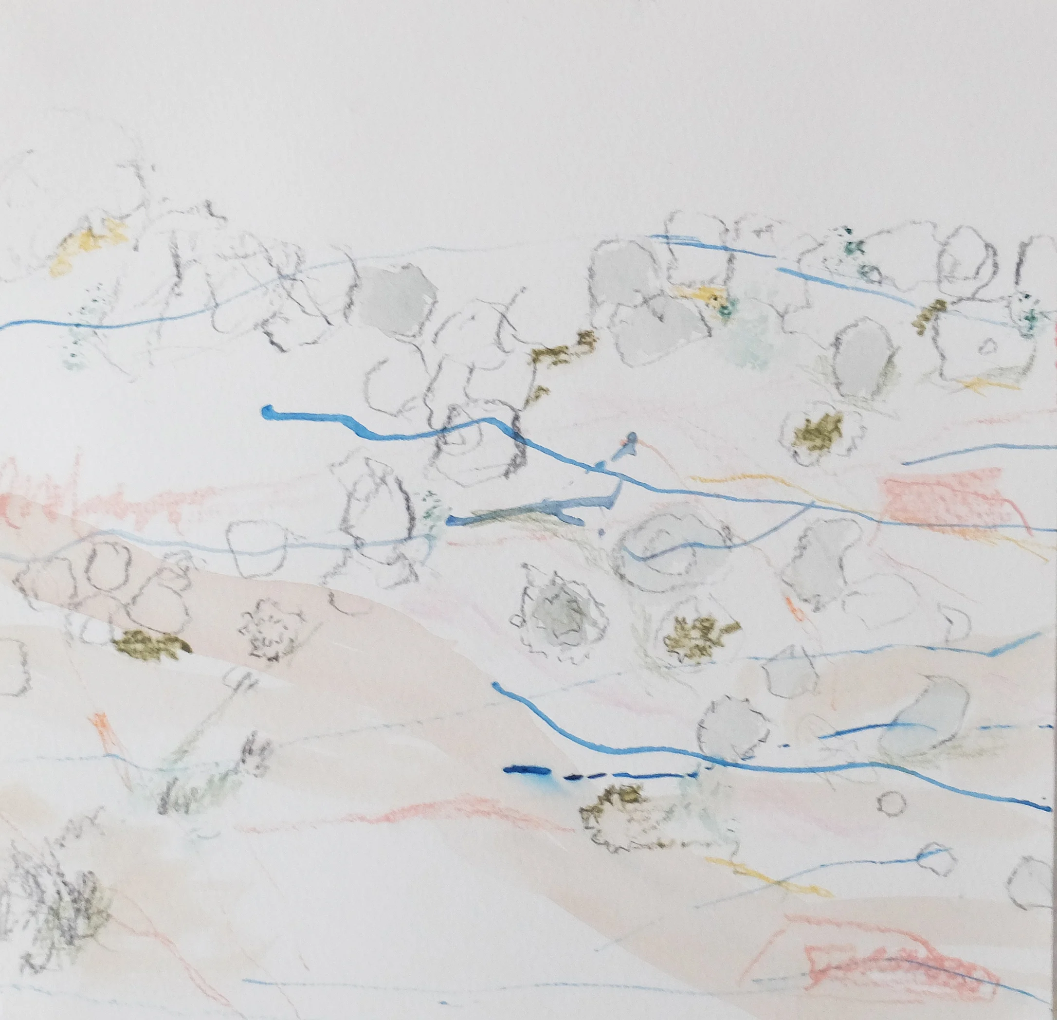 Untitled 12, 2015, Water colour, coloured pencil on paper, 20 x 20 cm