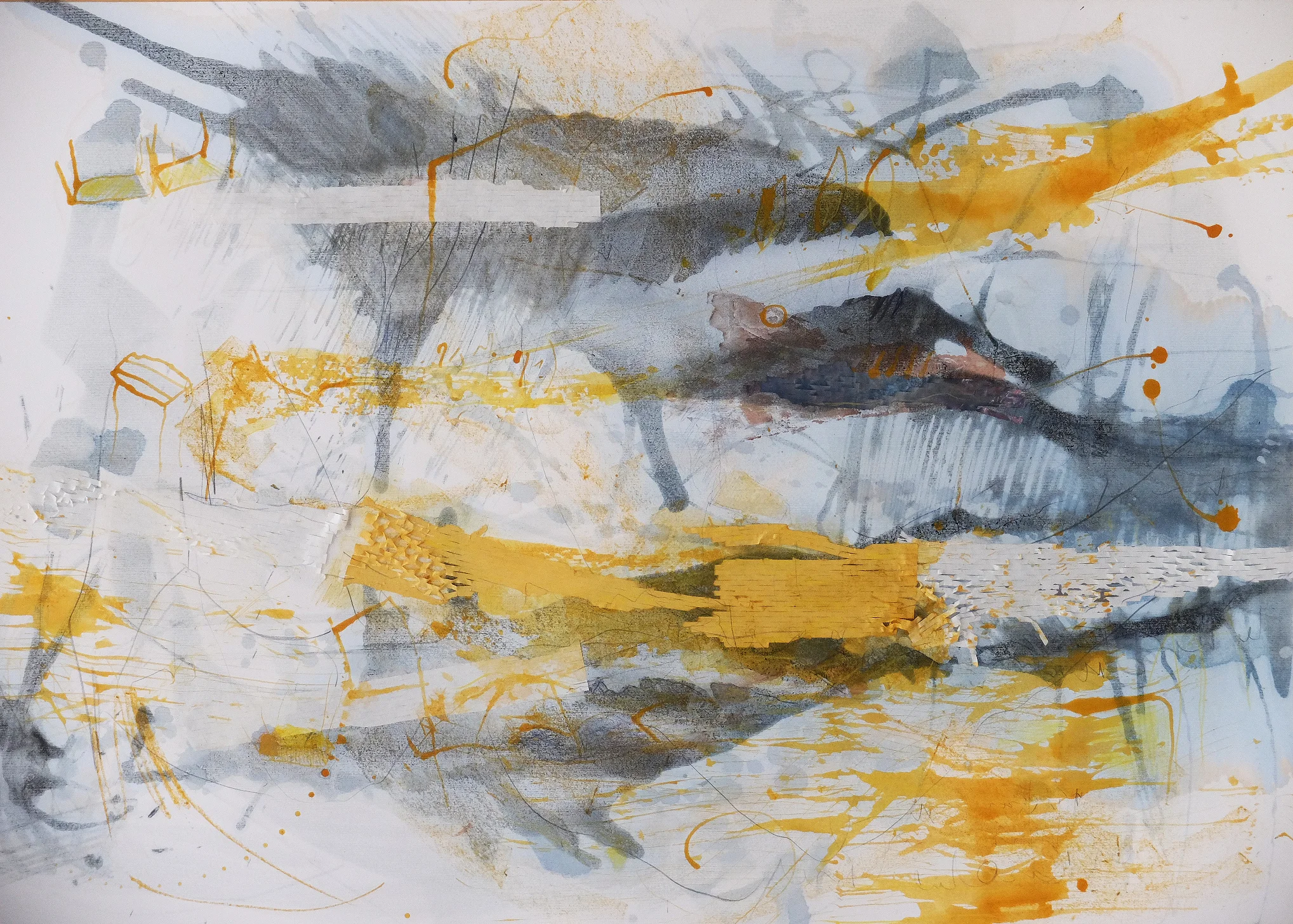 Untitled 8, 2016, Acrylic, oil pastel, coloured pencil, paper collage on paper, 58 x 82 cm