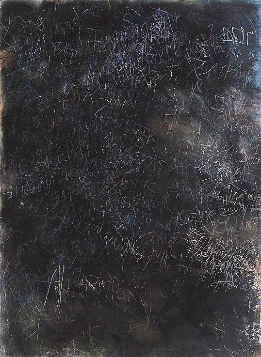 No. 5, 2001, acrylic, charcoal, oil pastel, soft pastel, coloured pencil, graphite pencil on canvas, 130 x 95 cm (51 x 37 in)