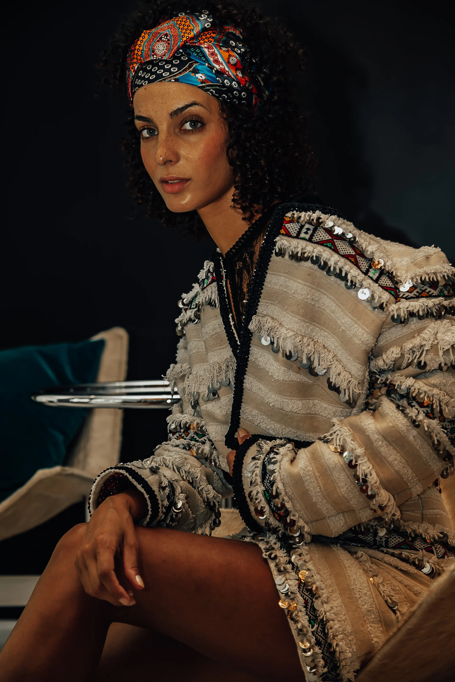Moroccan-inspired wool jacket from Mina Binebine's 'One of a Kind' collection.