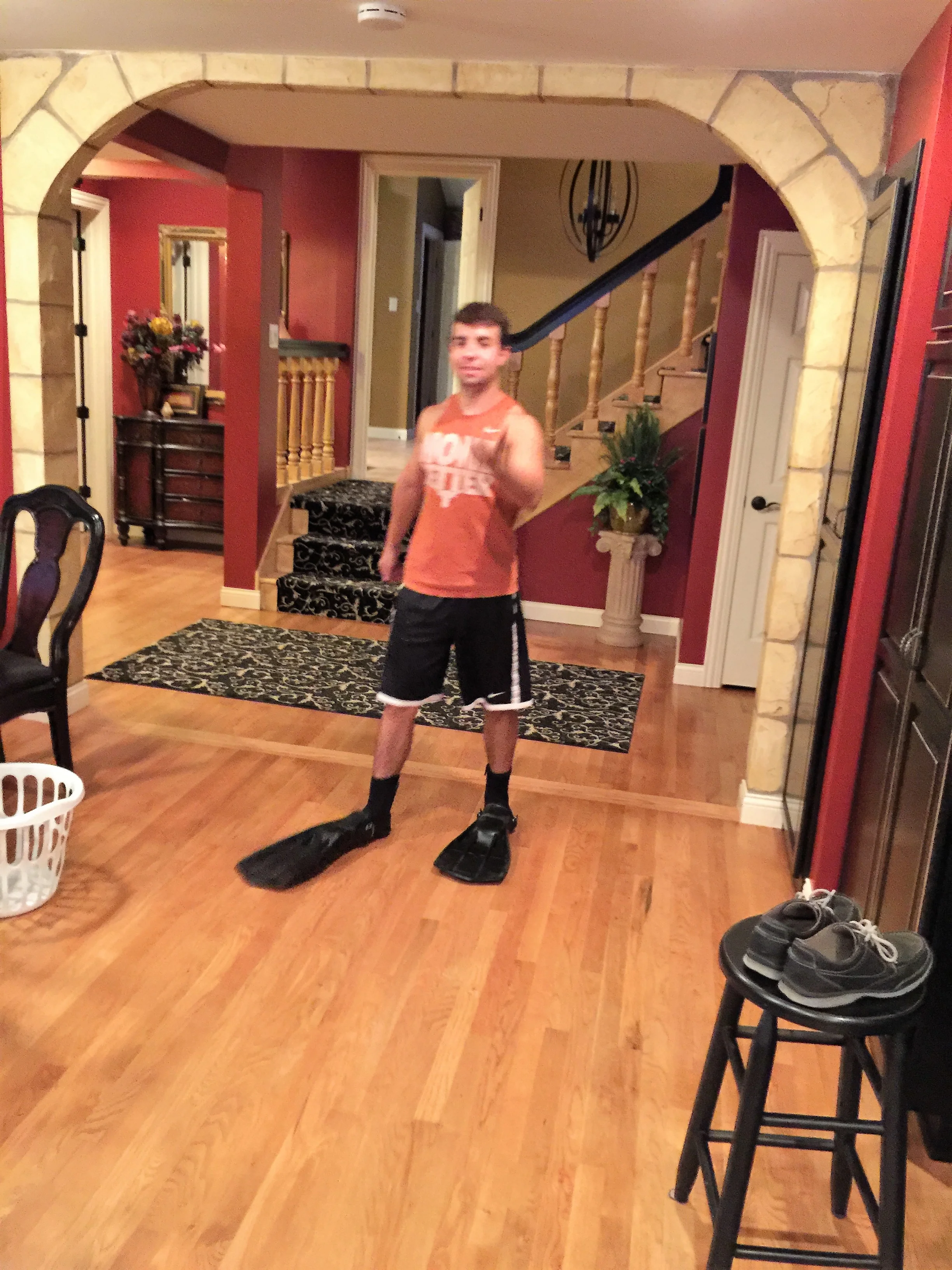 Nick with his new fins on September 12, 2015..