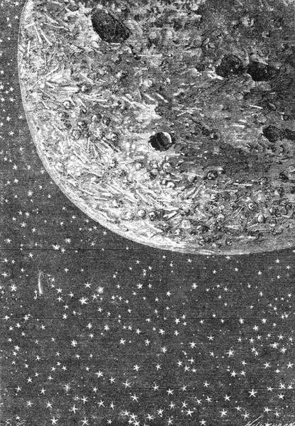 Artwork from From the Earth to the Moon (1865).