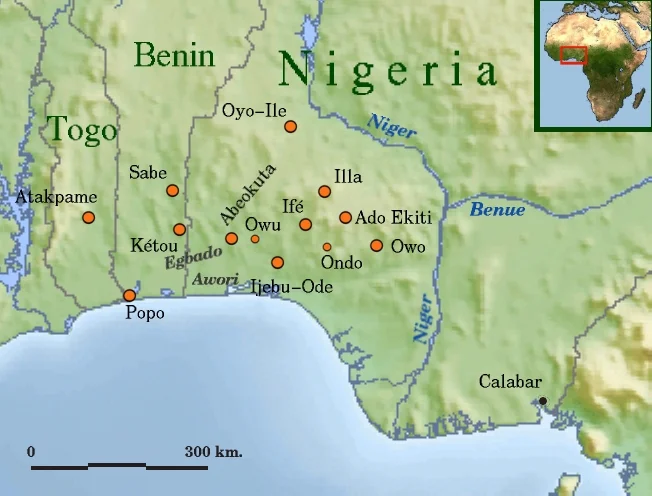 Historic Yorubaland. Image credit: CommonRollebon, CC BY-SA 3.0 .