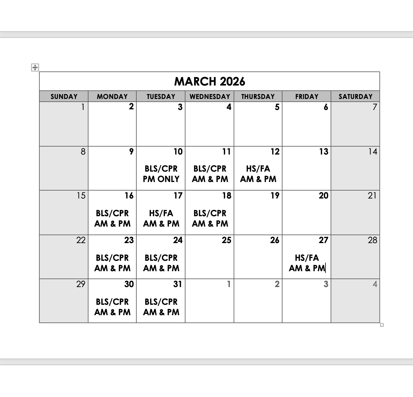 March AM Class - BLS &amp; CPR OR HeartSaver &amp; First Aid