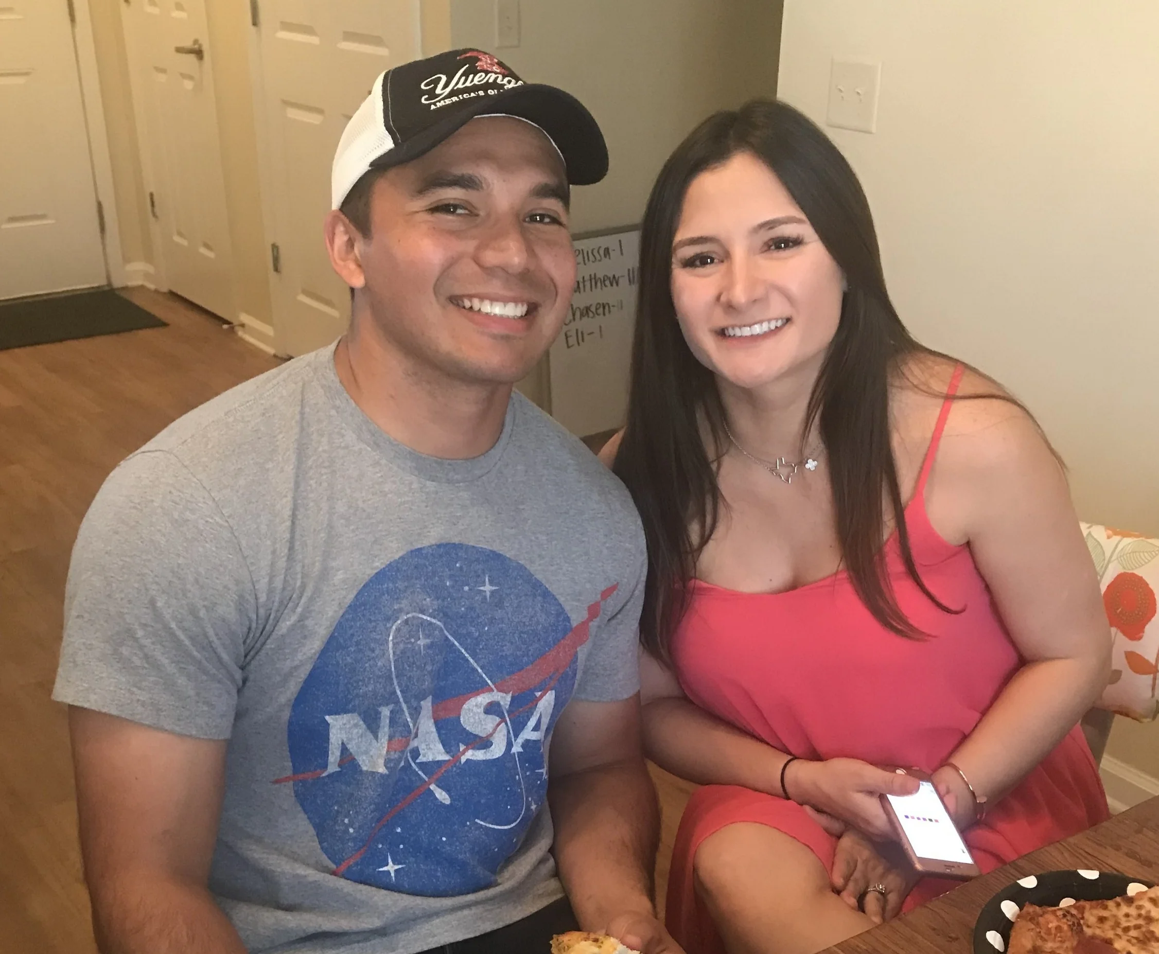 This hottie right here and I prior to finding out the gender. He insisted on wearing his favorite tshirt, his NASA shirt, because we said as long as the kid was smart we'd be happy. And we even said that'd be the coolest if babe was an astronaut!