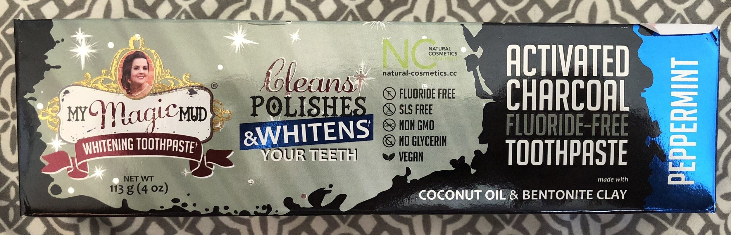 This is the actual charcoal toothpaste that too is flavored. (This avoids what I used to do with the toothpaste and powder.)