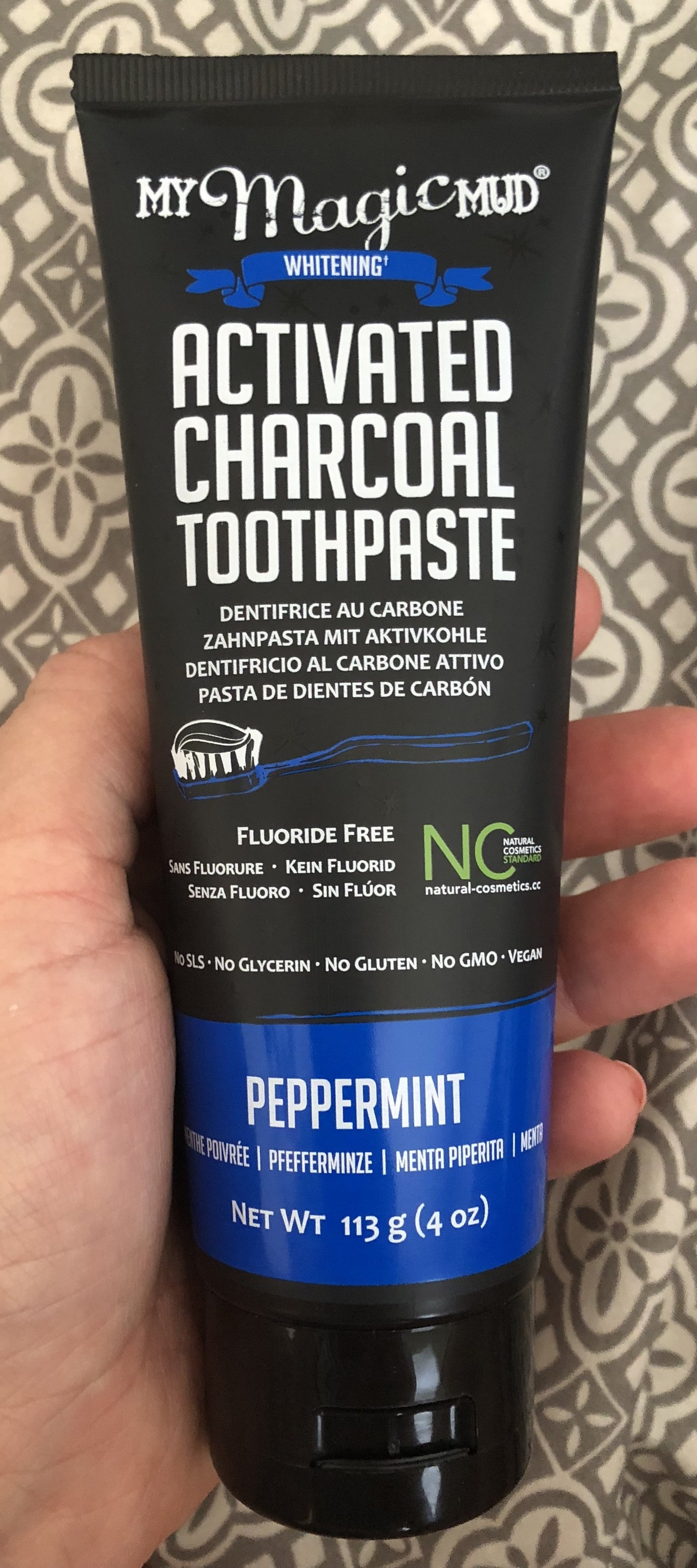 Actual tooth paste bottle out of the box.