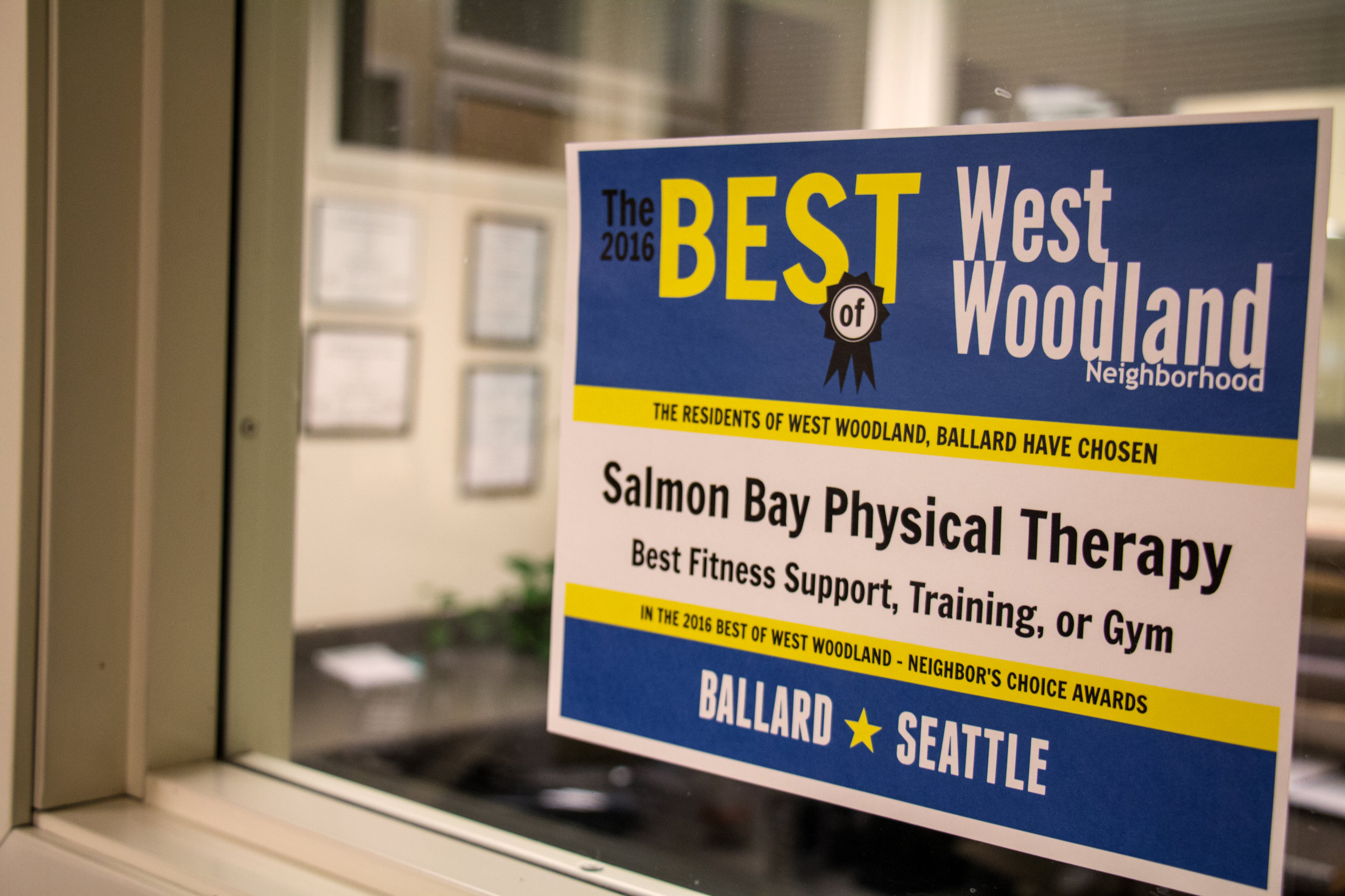 Award sign inside Seattle office