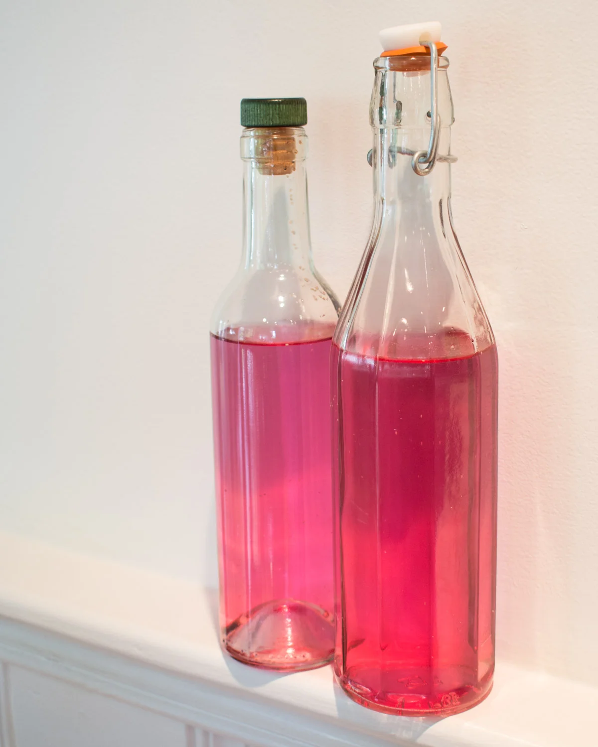 The finished chive flower vinegar.