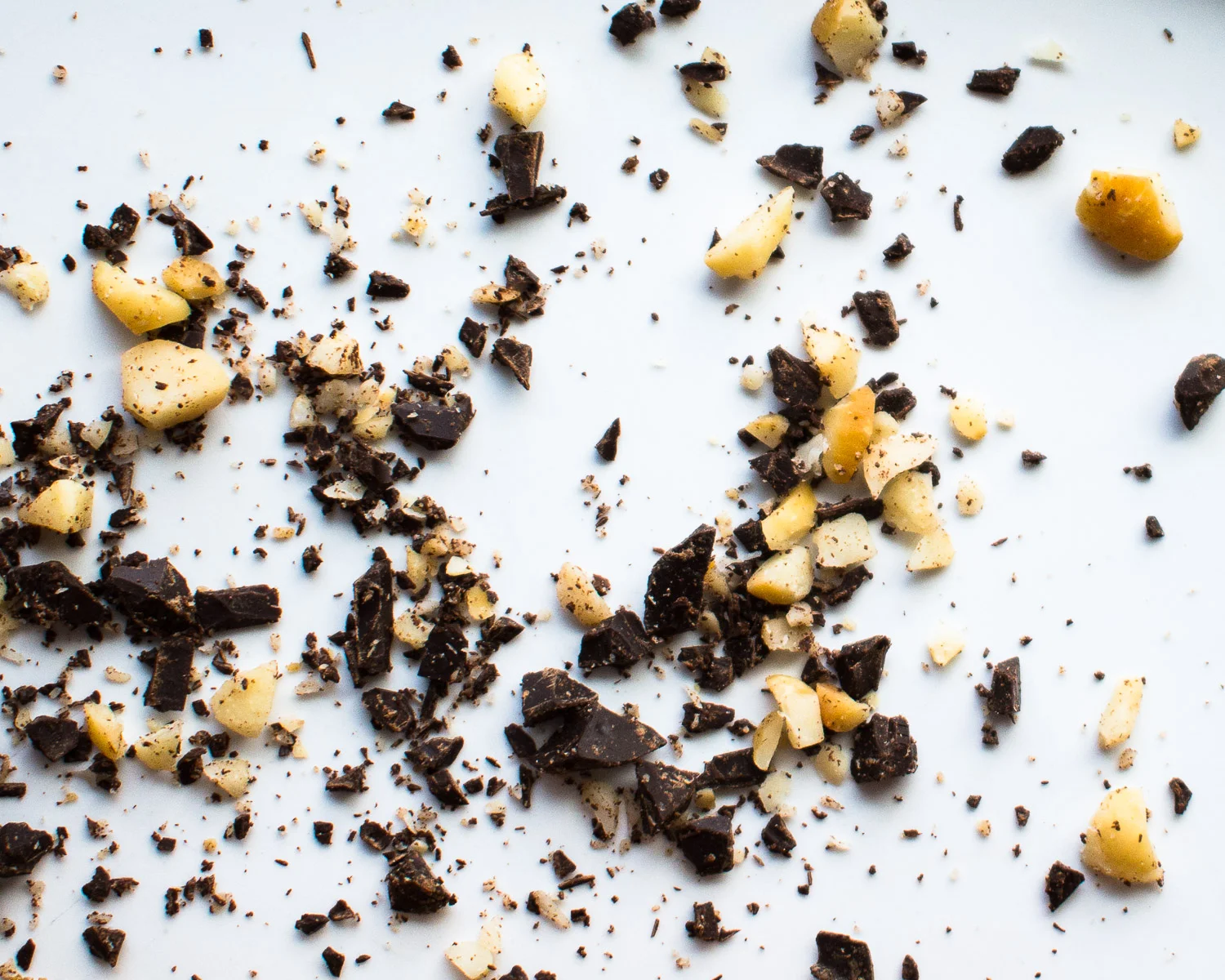 Coarsely chopped dark chocolate and macadamia nuts.