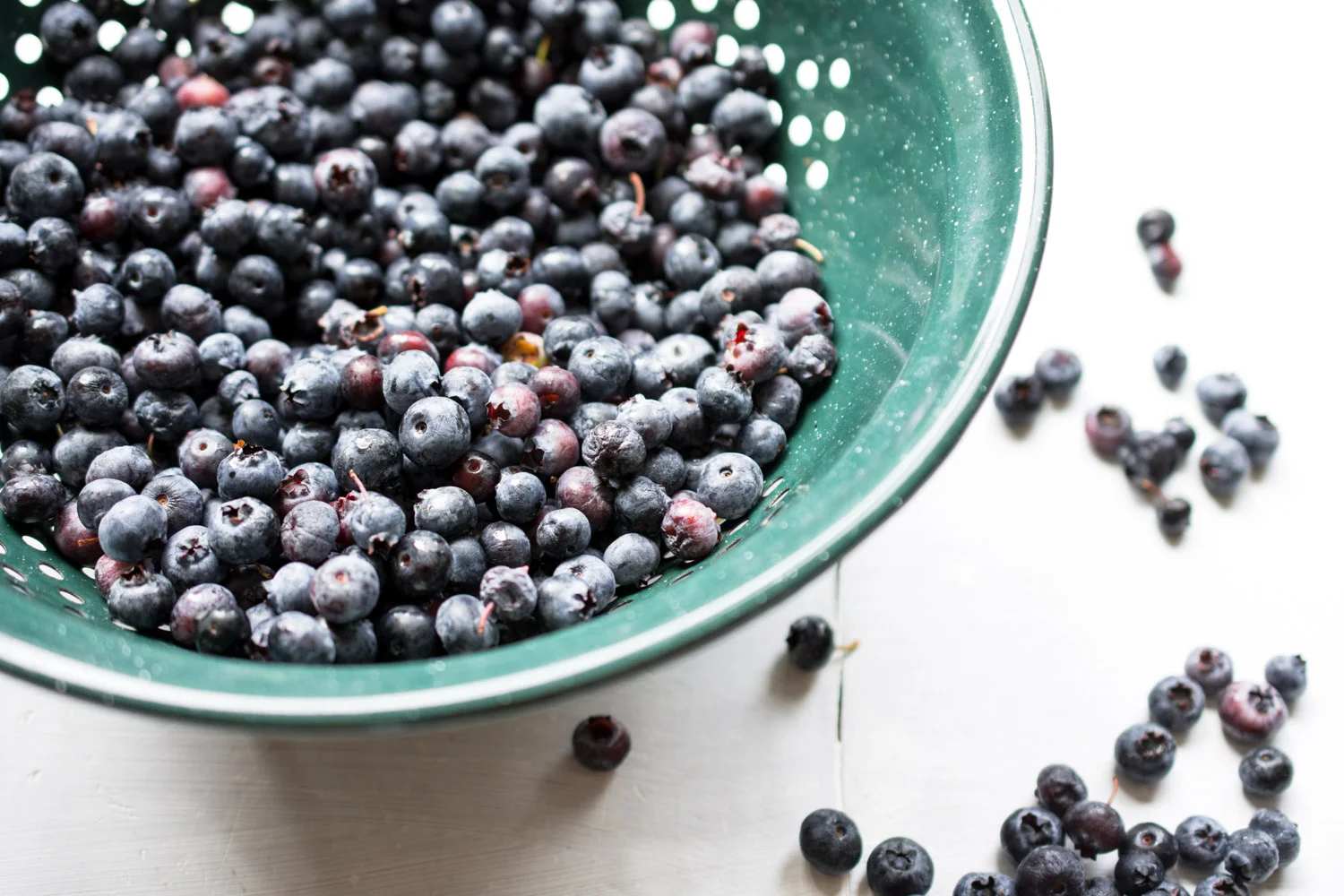 Fresh picked blueberries from our bushes.