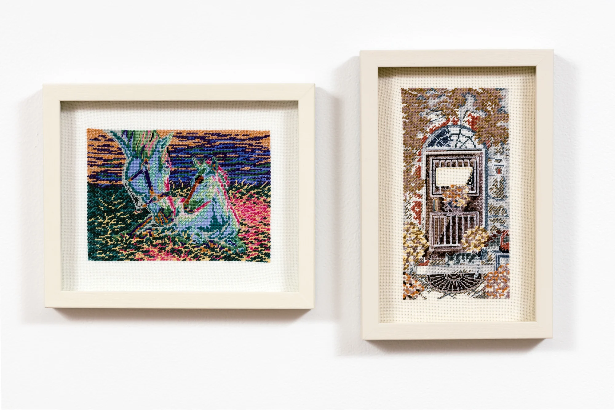 'Good Morning Tuscan Welcome', Counted cross-stitch pair.