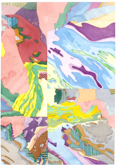 'Horizontal Cutting Plane 2', Watercolour on paper.
