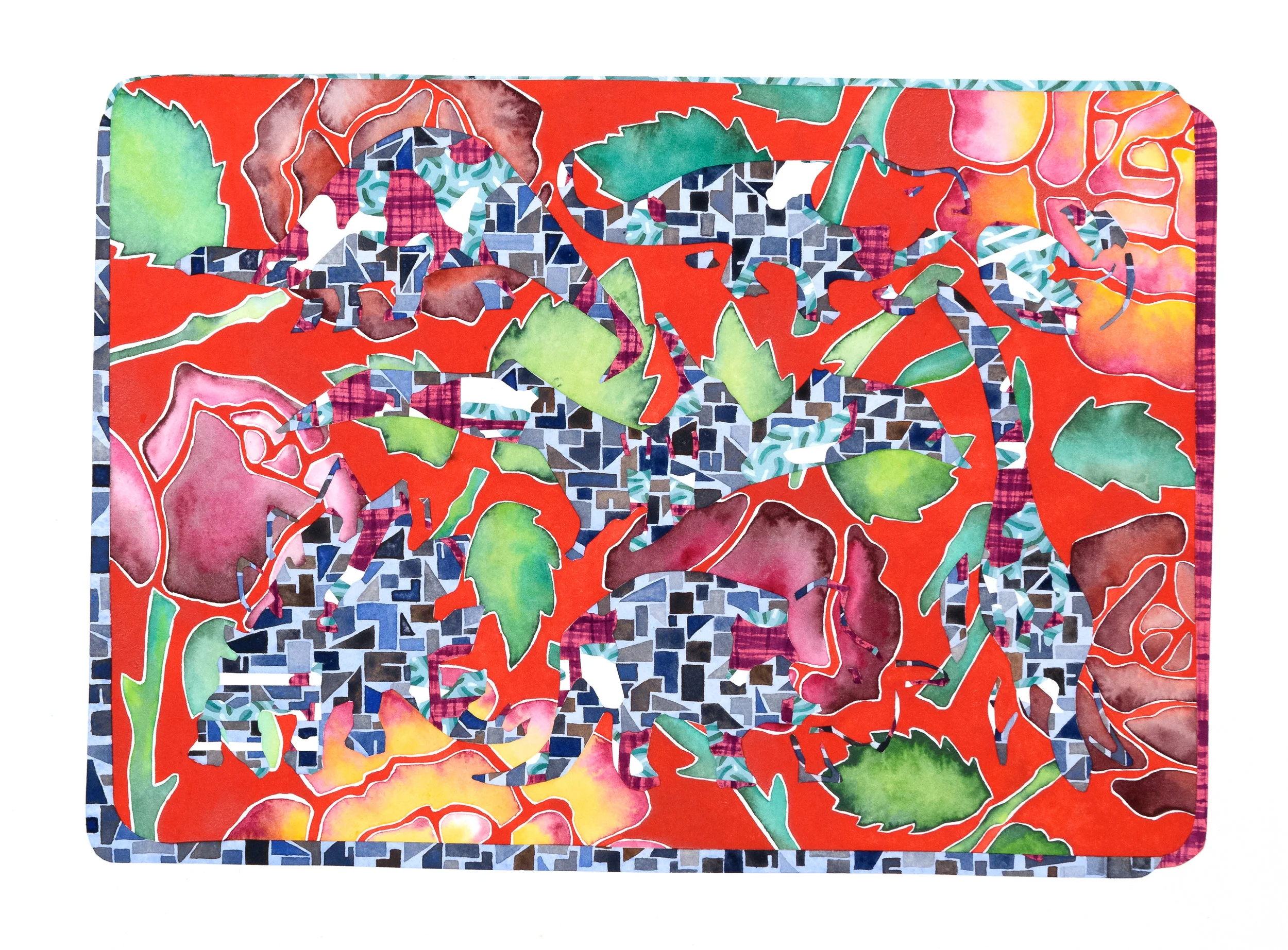 'Cutwork 10', Watercolour and gouache on paper.