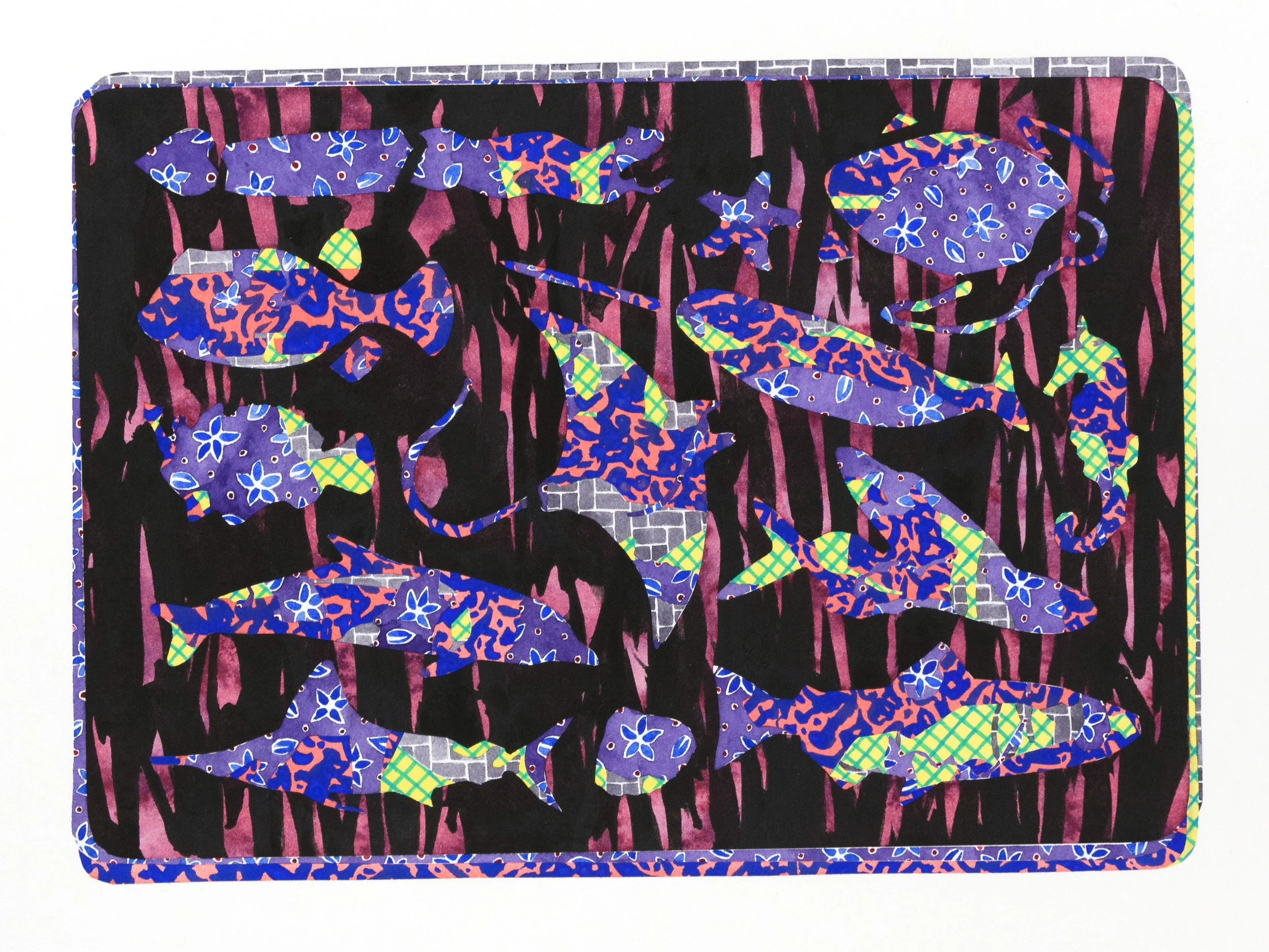 'Cutwork 2', Watercolour and gouache on paper.