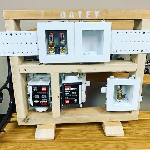 Not only an amazing salesman, but a great craftsman as well! @oldcrony built some @oatey_co  displays showing off their Fire Rated boxes.