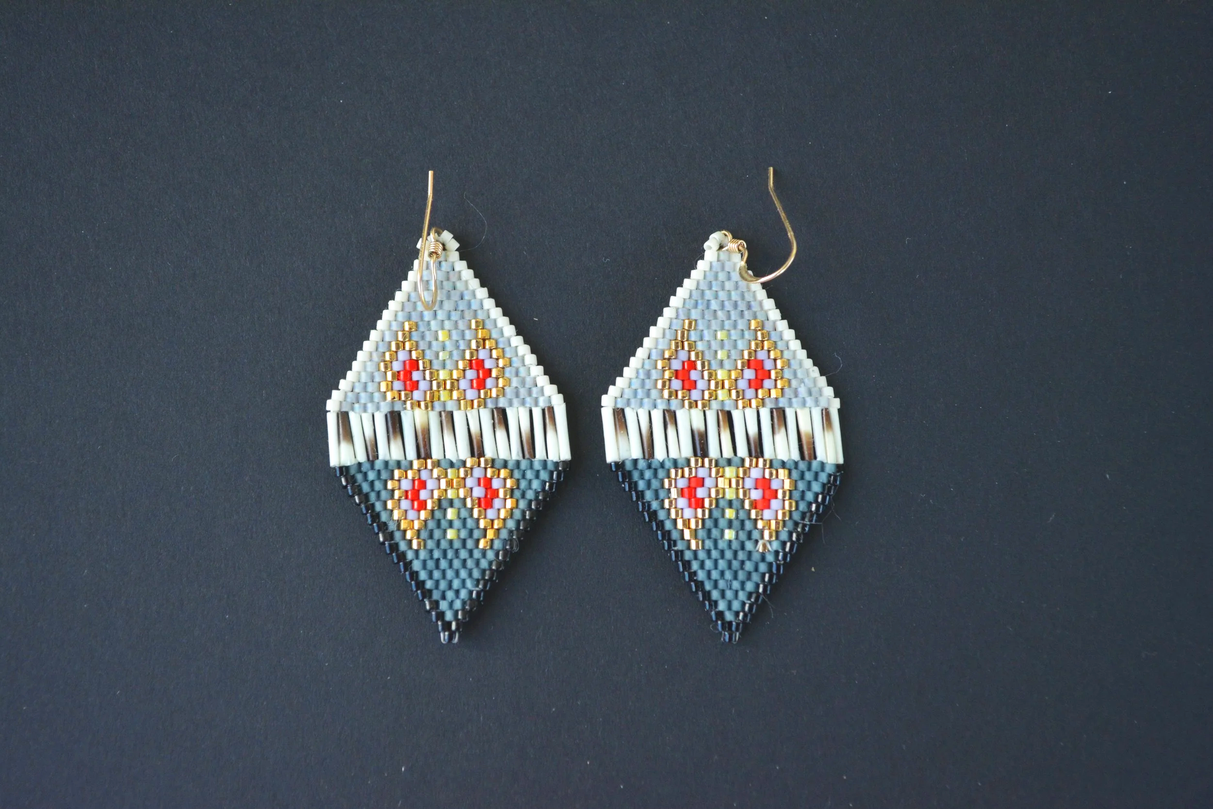 Red Butterfly Shield Earrings