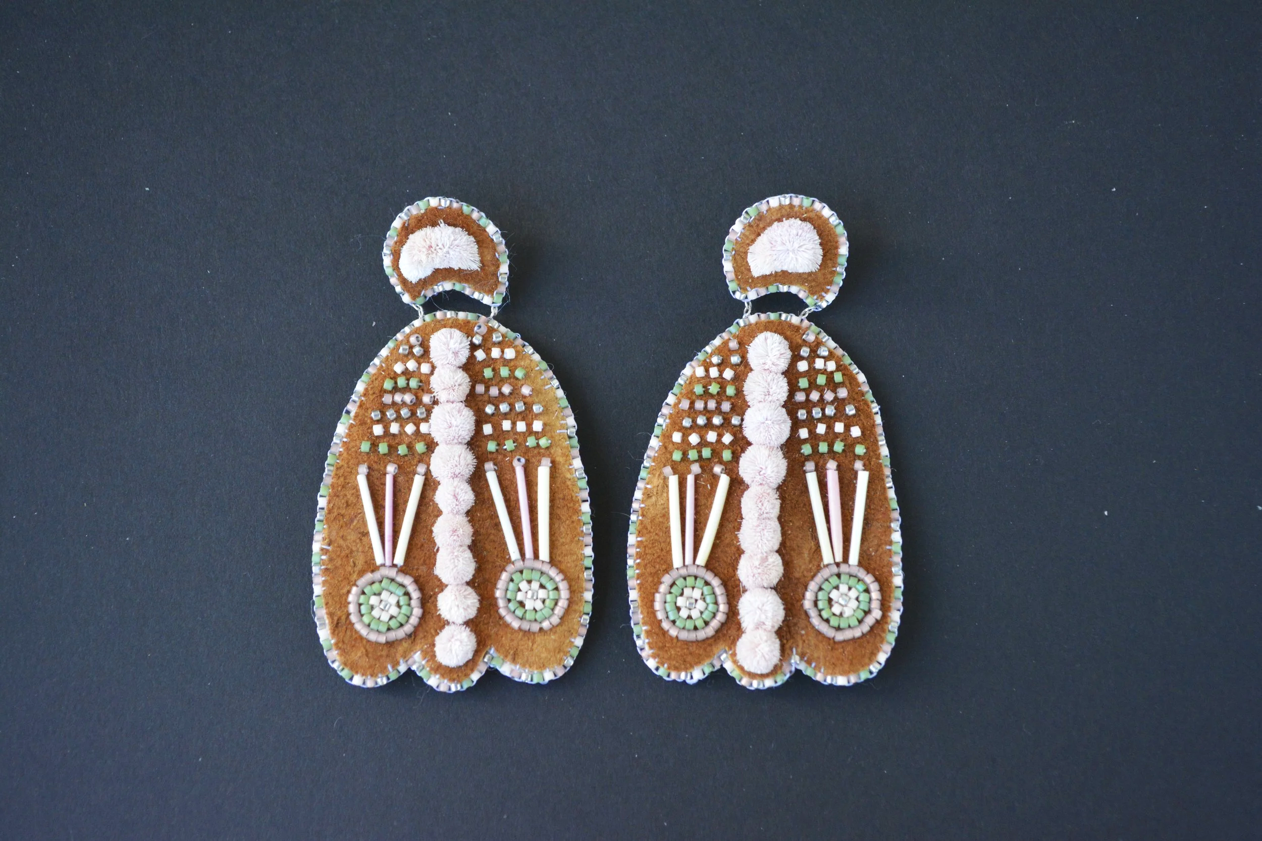 Sage & Pink Moth Studs