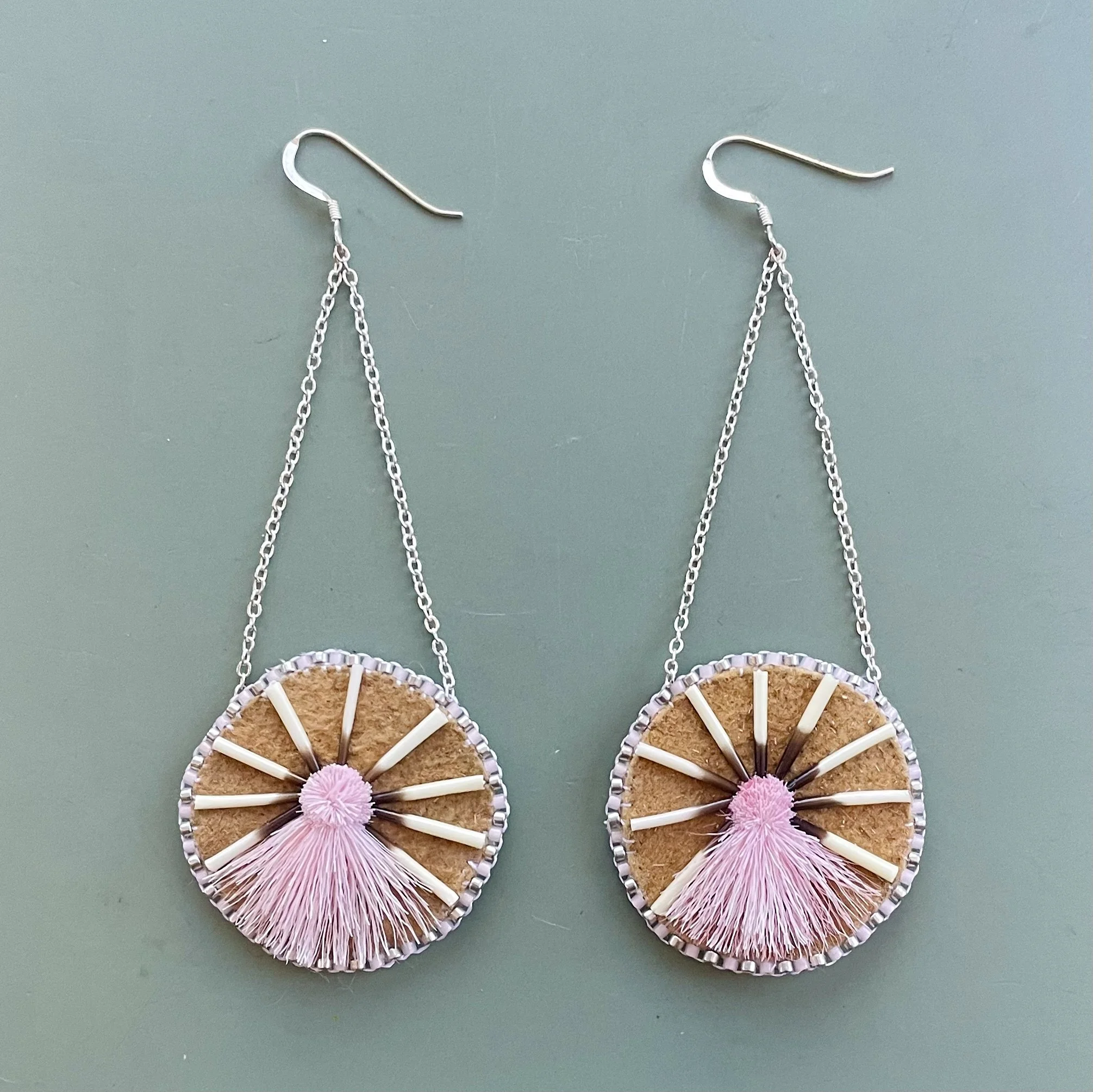 Pink sunburst earrings
