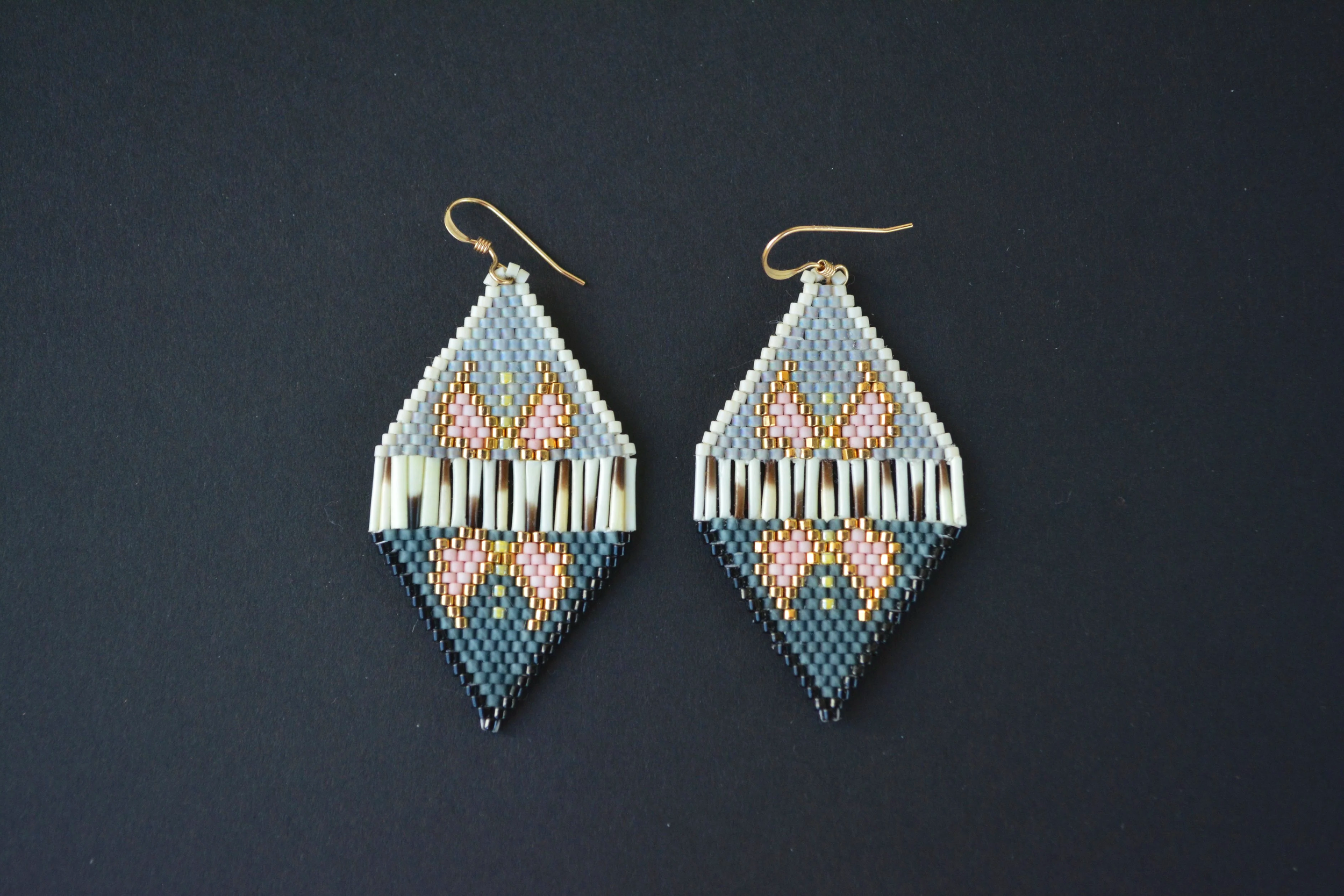 Pink Butterfly Shield Earrings
