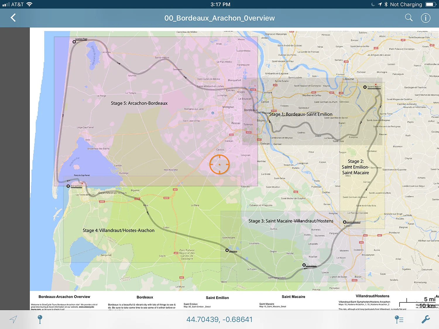 This is an Overview map on our iPad Mini, maximum zoom out. Just scroll around to see the everything on the map.