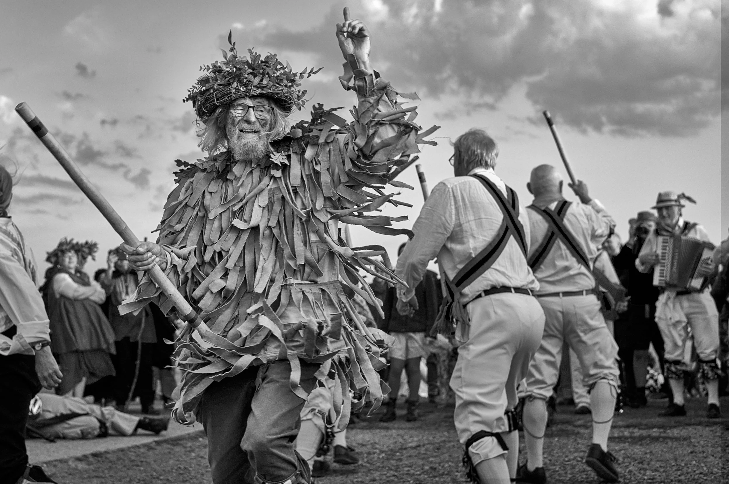 Green Man in the morris dance at Beltane sunrise