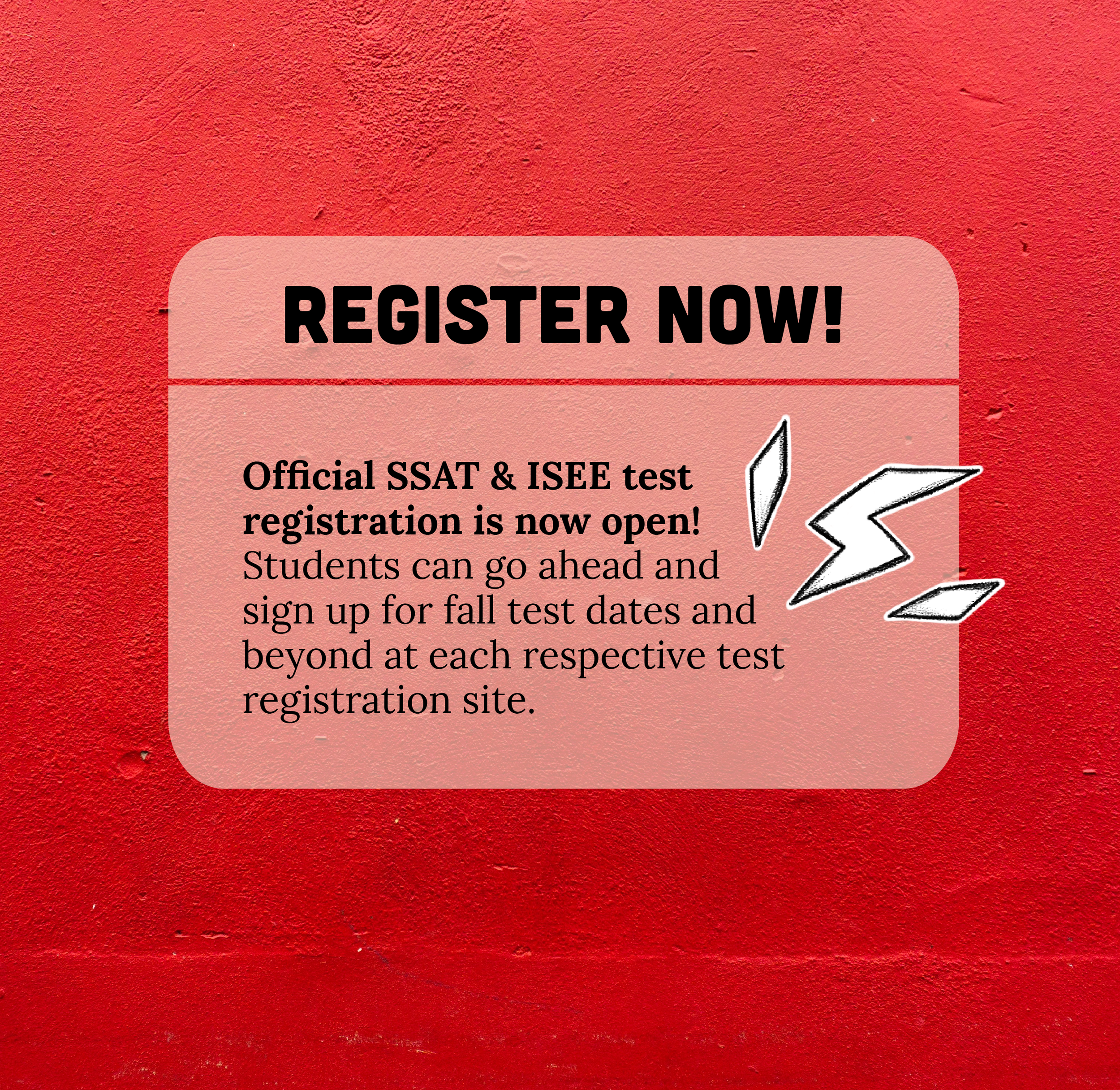 SSAT &amp; ISEE Fall Registration is Now OPEN!