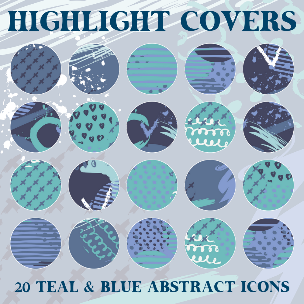 Instagram Story Highlight Covers Blue Teal Abstract Icons Girlcrush Collective