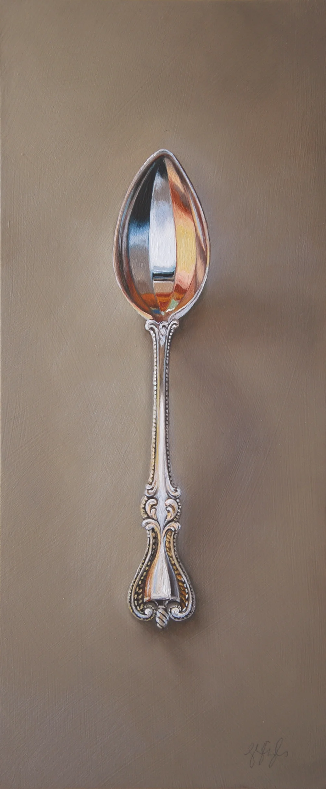 Silver Spoon #78, The Curator Oil on panel, 2015. 12x5" Private collection
