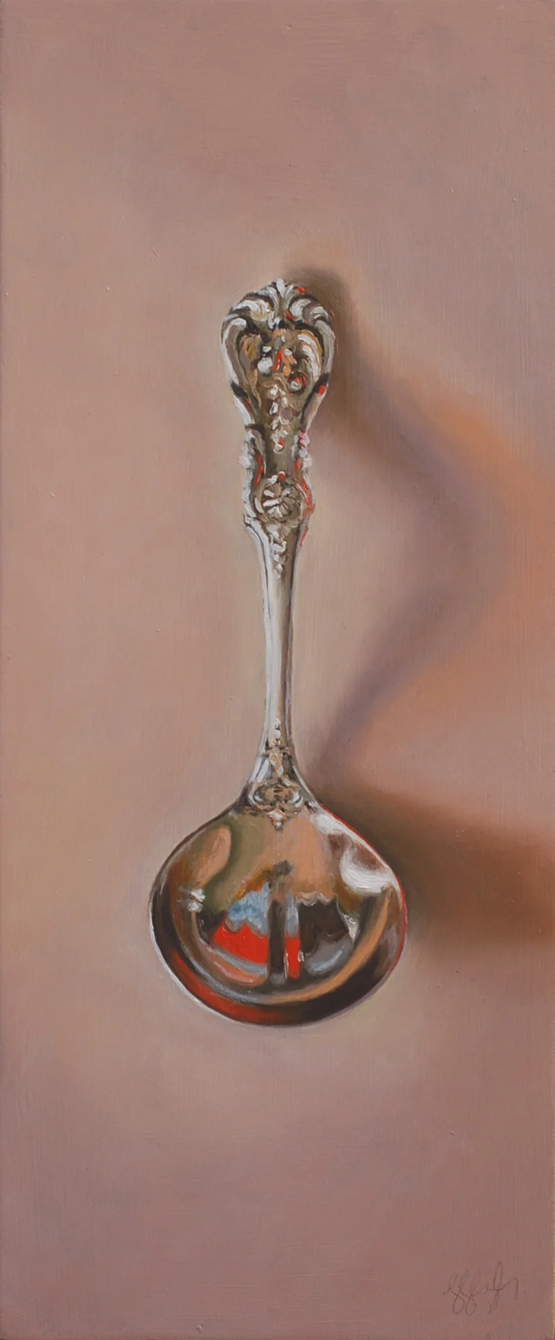 Silver Spoon #54, The Hobknobber Oil on panel, 2014. 12x5" Private collection