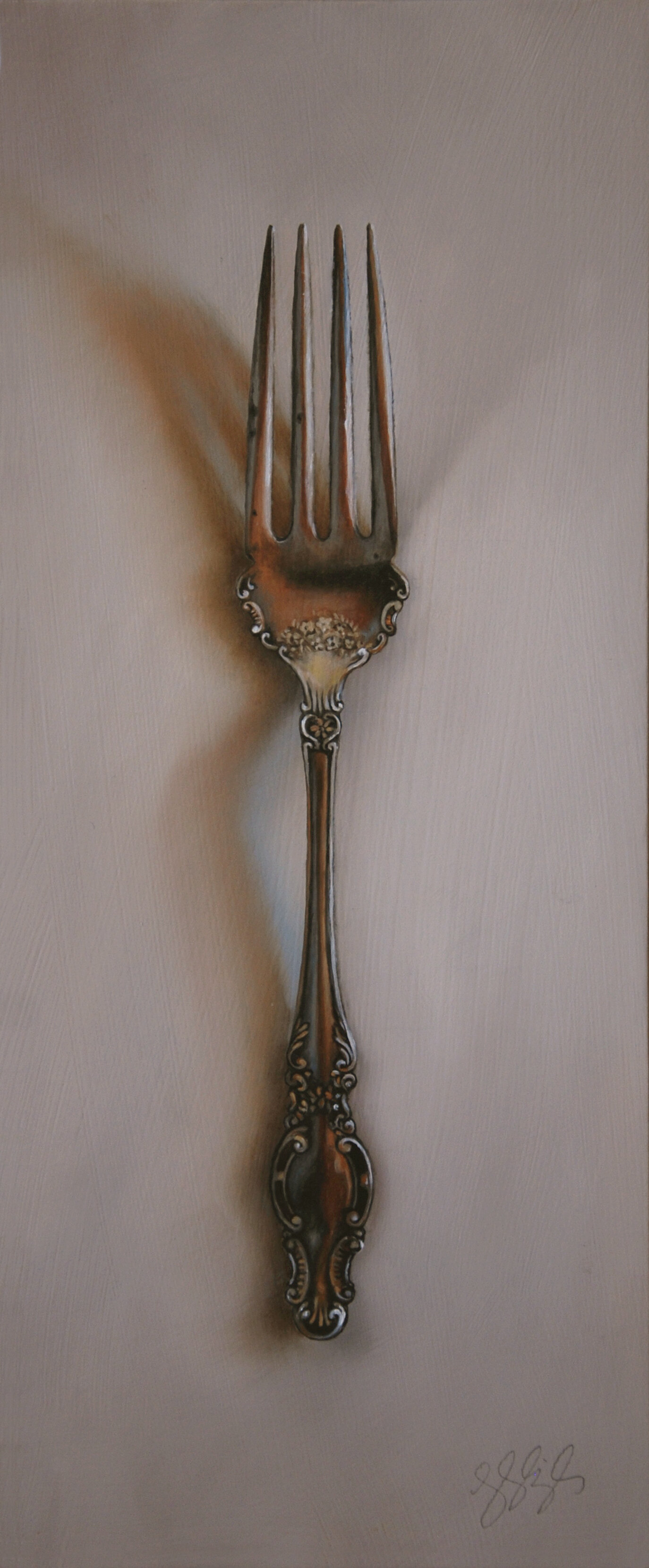   Silver Fork #58, The Denier  Oil on panel, 2020. 12x5” 