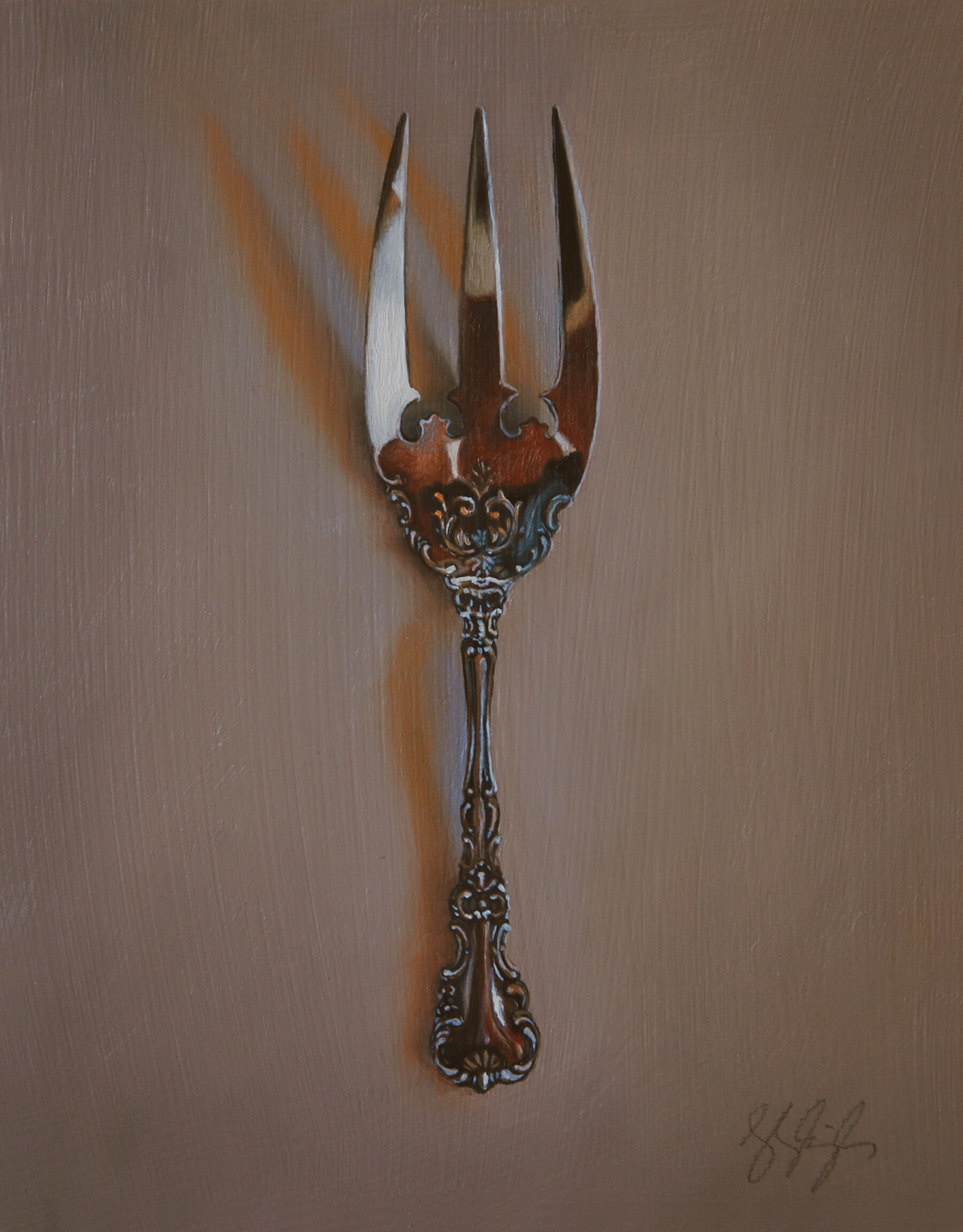   Silver Fork #59, The Judger  Oil on panel, 2020. 5.5x7” 