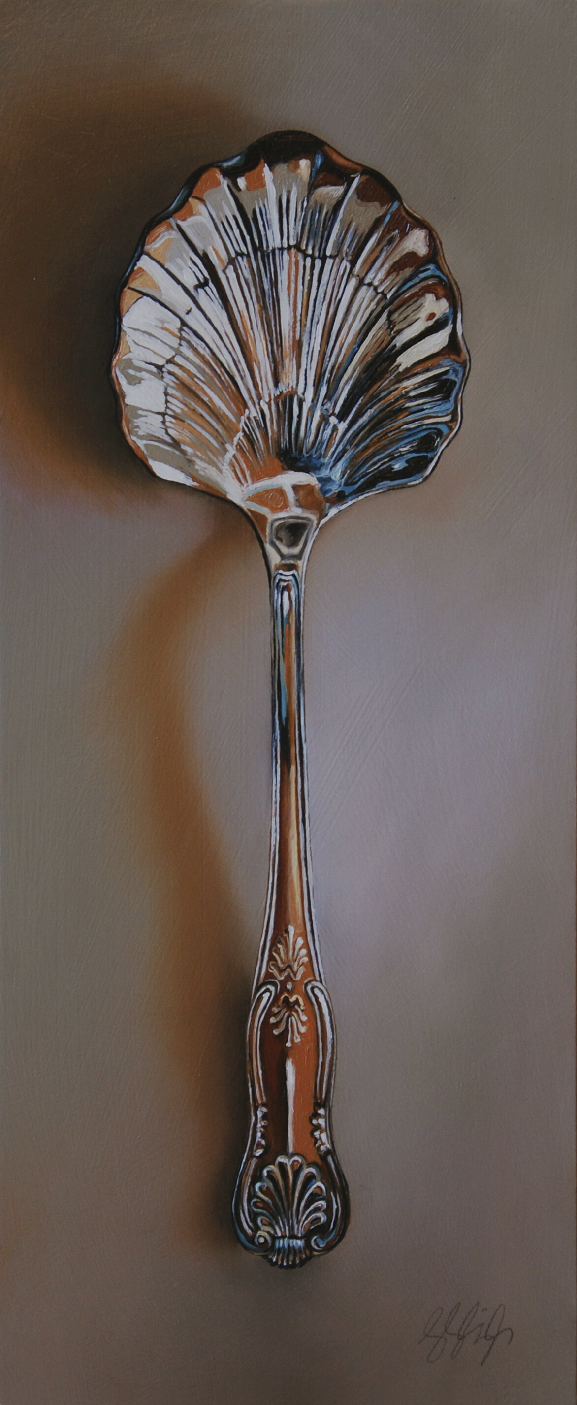   Silver Spoon #167, The Emissary  Oil on panel, 2020. 12x5” 
