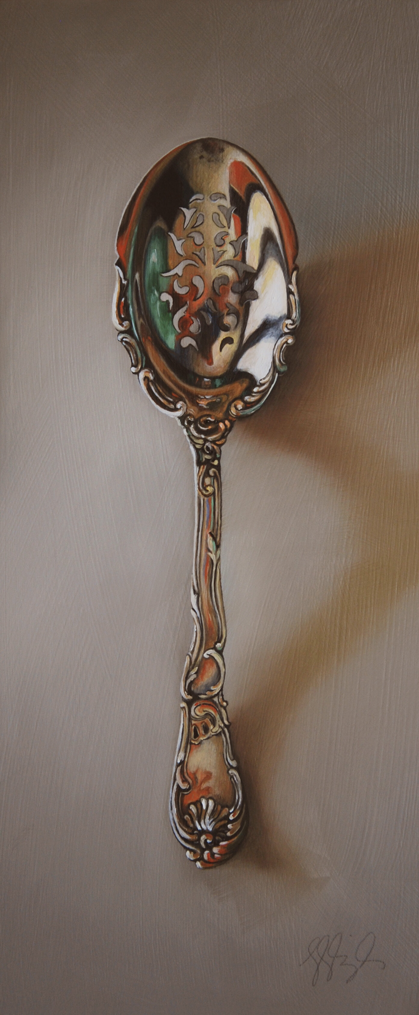   Silver Spoon #153, The Clairvoyant  Oil on panel, 2019. 12x5” 