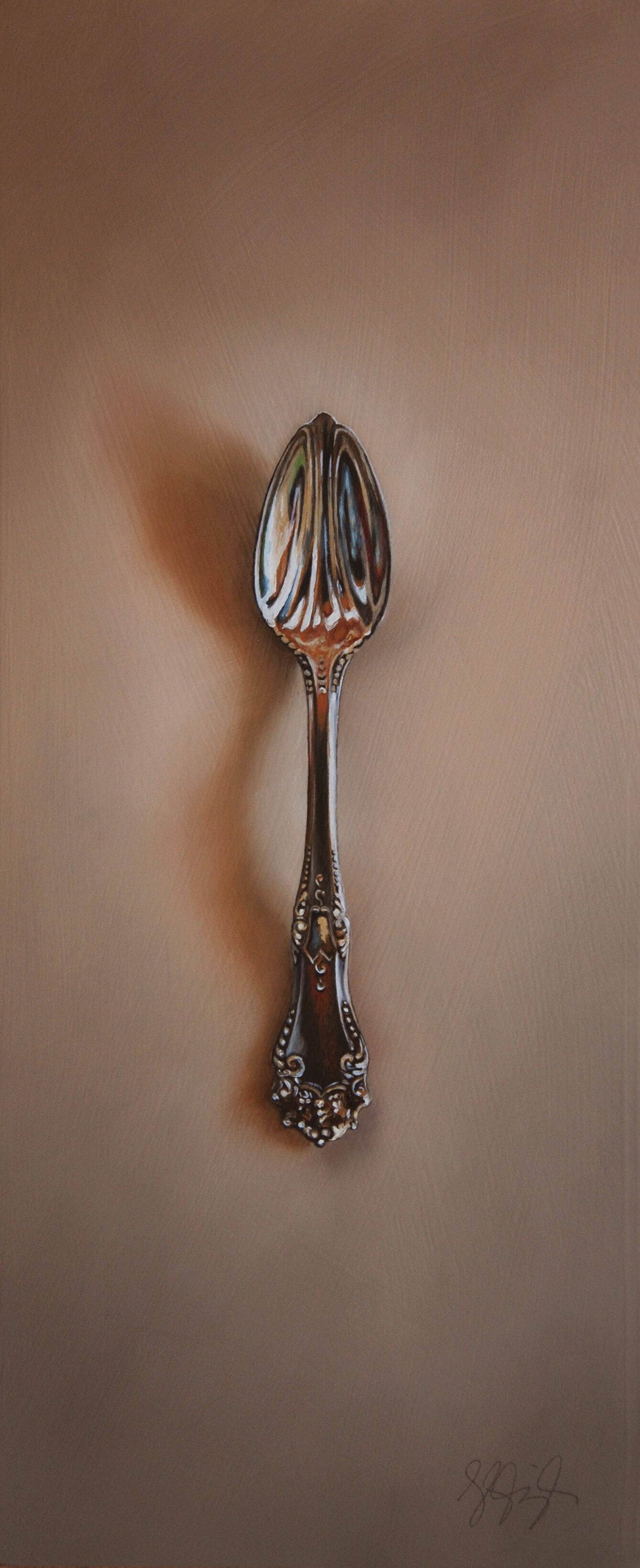   Silver Spoon #163, The Belonger  Oil on panel, 2019. 12x5” 