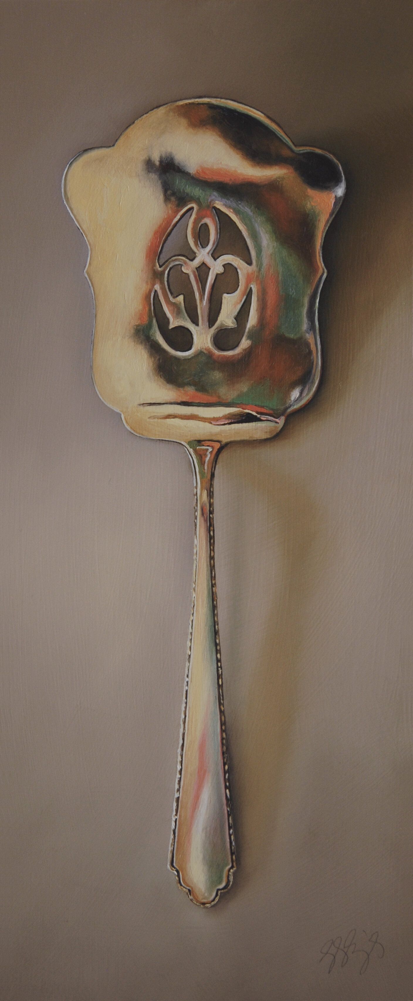   Silver Server #9, The Loyalist  Oil on panel, 2020. 12x5” 