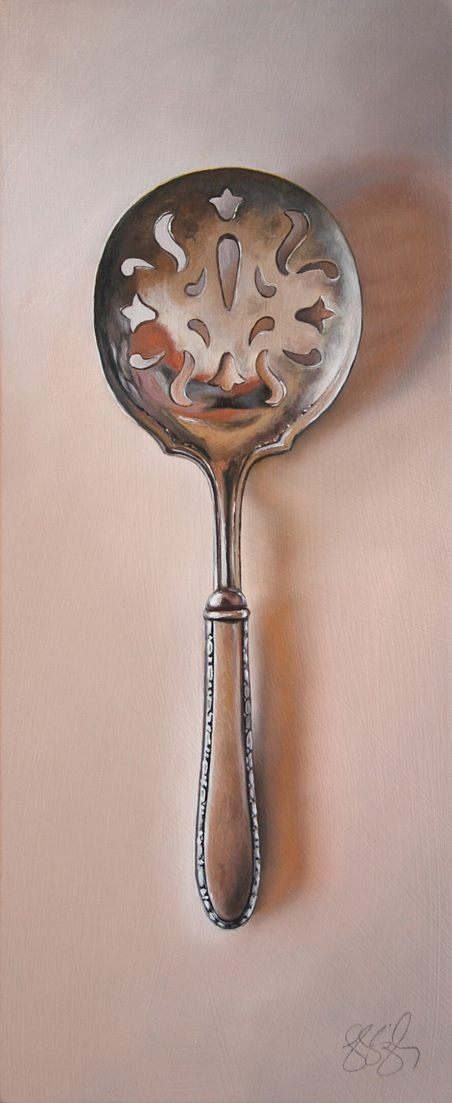   Silver Spoon #133, The Mainstay  Oil on panel, 2018. 12x5” 