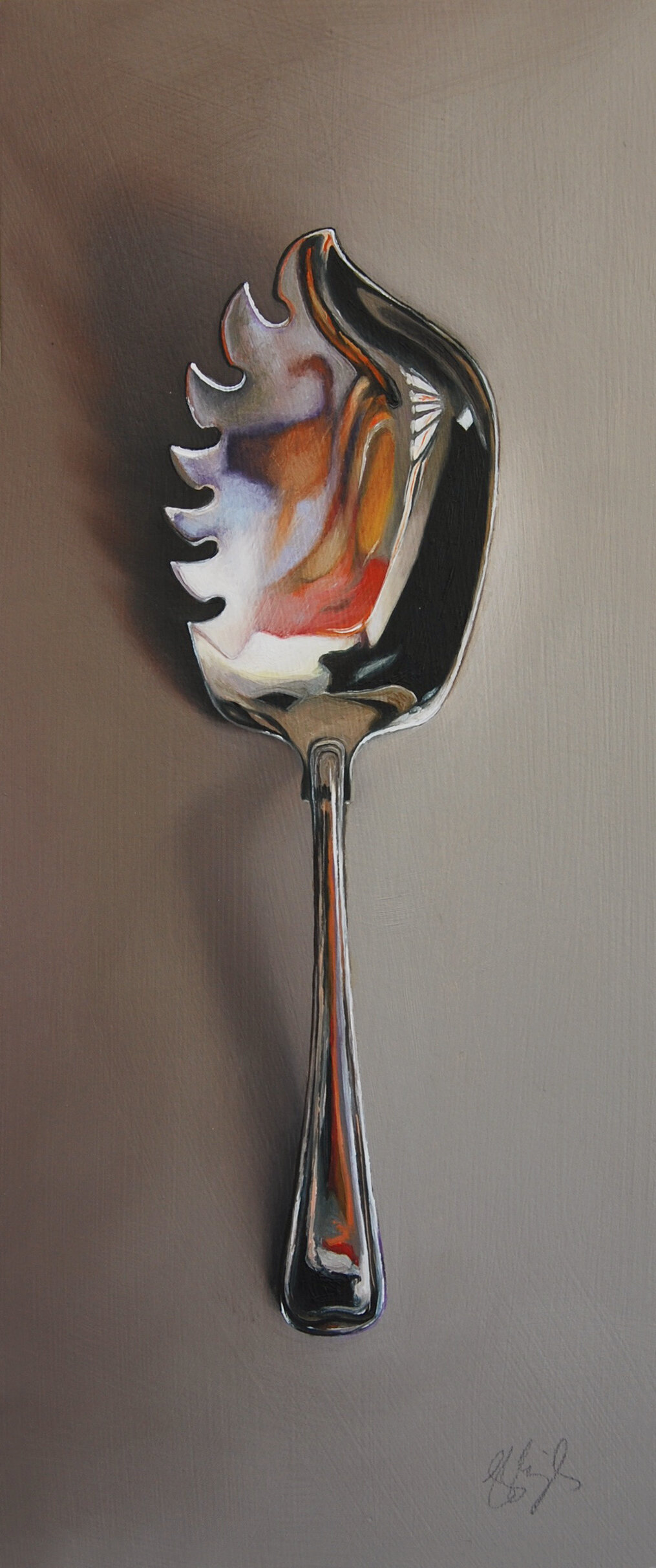   Silver Spoon #144, The Foreverist  Oil on panel, 2018. 12x5” 