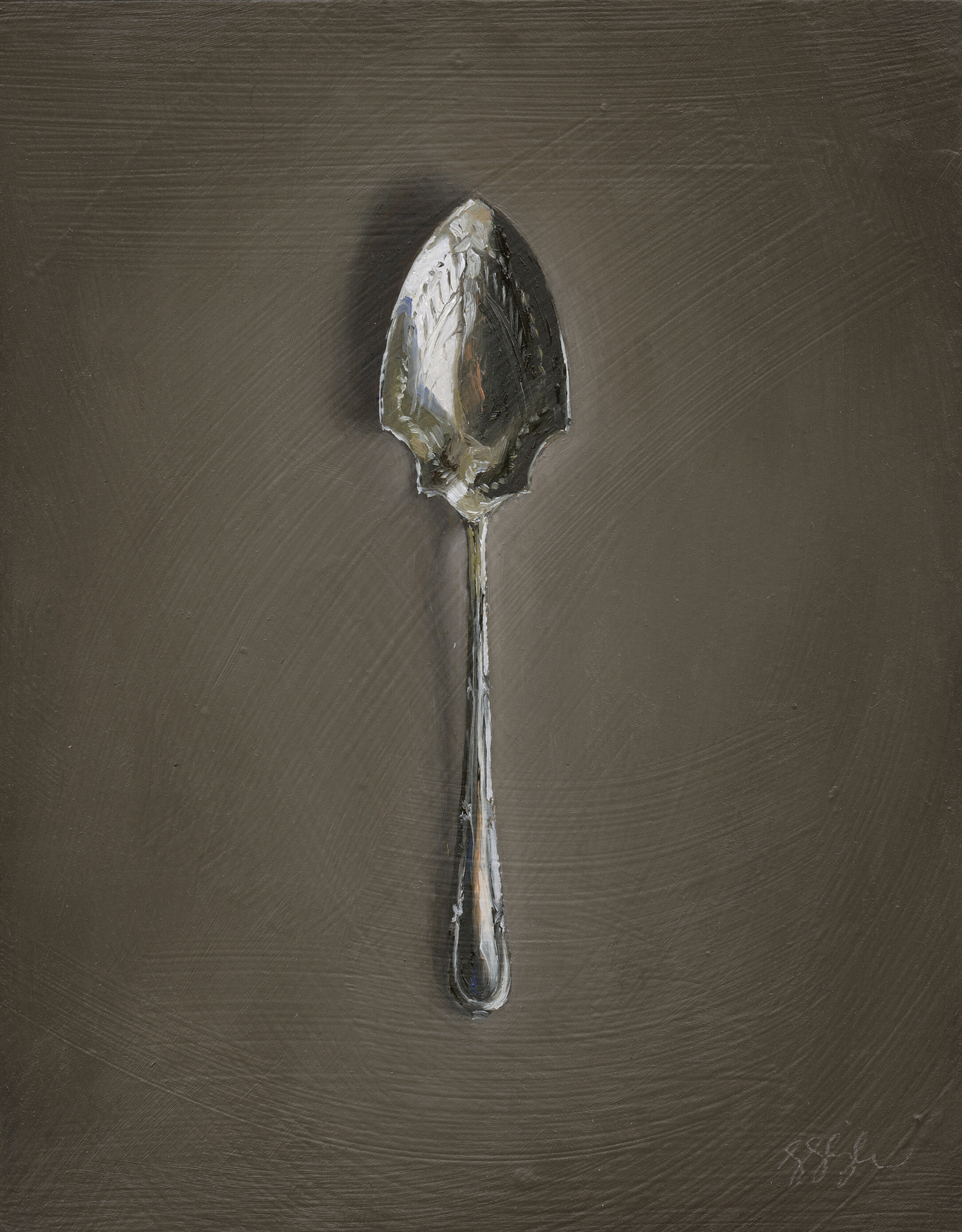   Silver Spoon #13, The Bystander  Oil on panel, 2013. 12x5” 