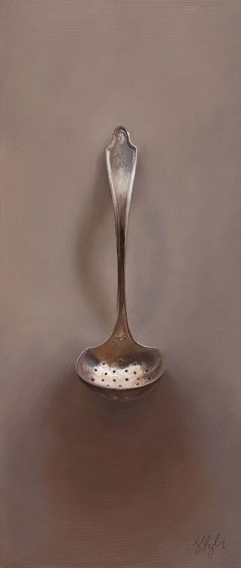   Silver Spoon #40, The Alchemist  Oil on panel, 2014. 12x5” 
