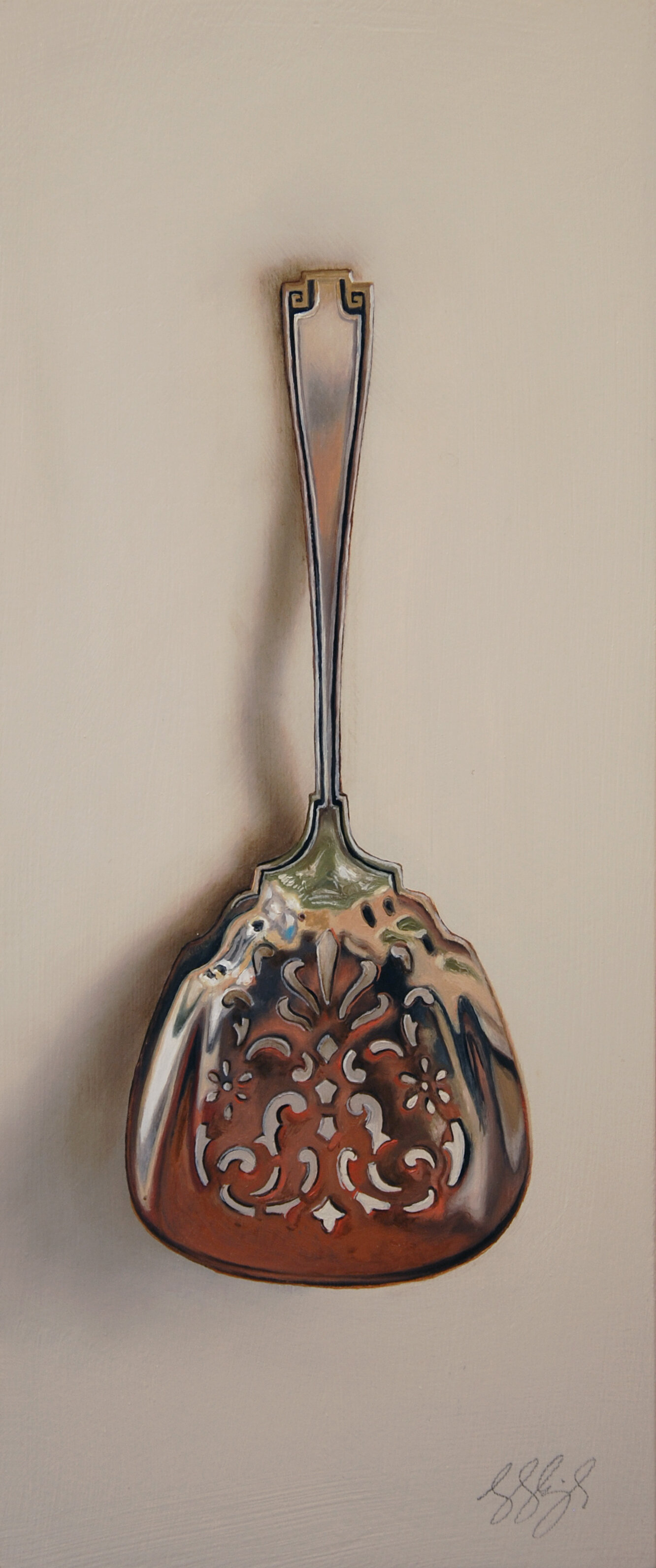   Silver Server #24, The Well Wisher  Oil on panel, 2021. 12x5” 