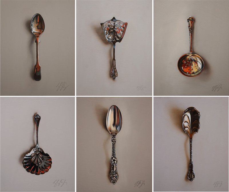   Various Silver Spoons  Oil on panel, 2022. 5.5”x7” 