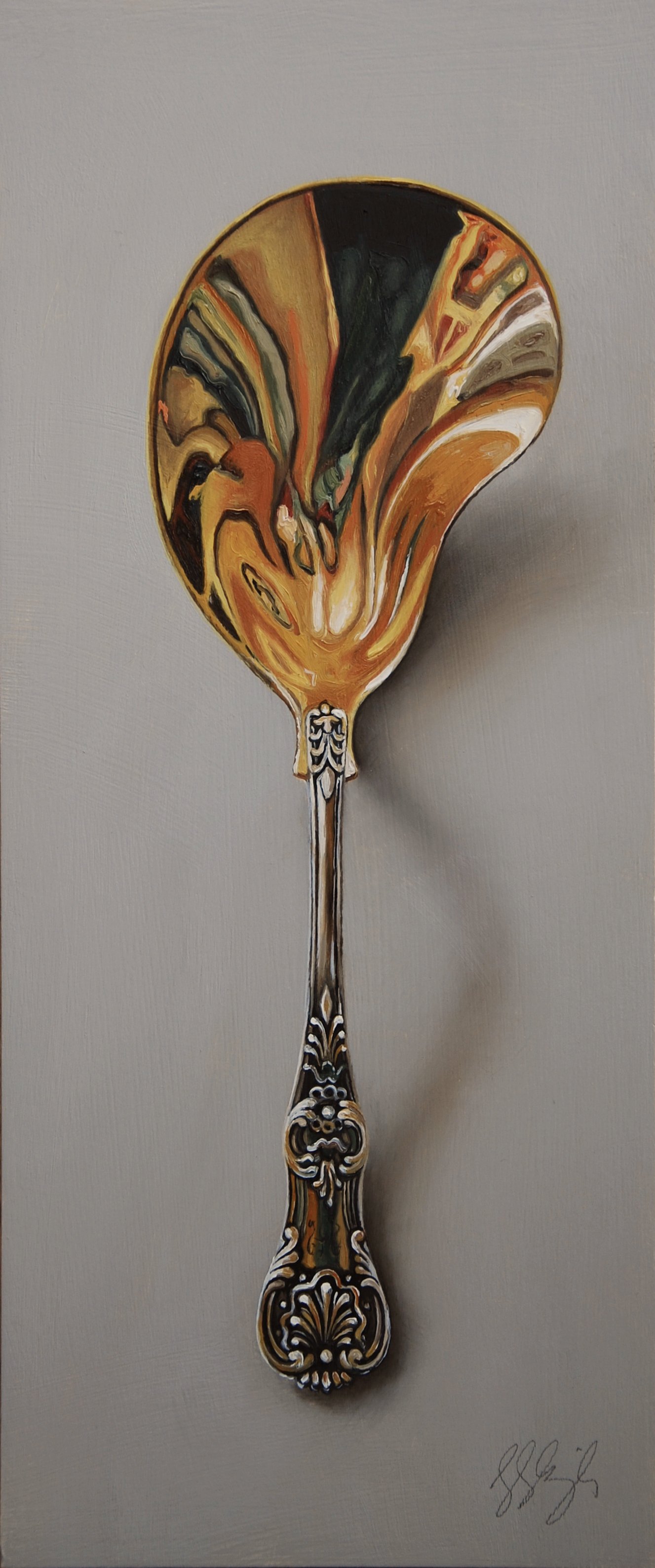   Silver Spoon #222, The Californian  Oil on panel, 2022. 12”x5” 