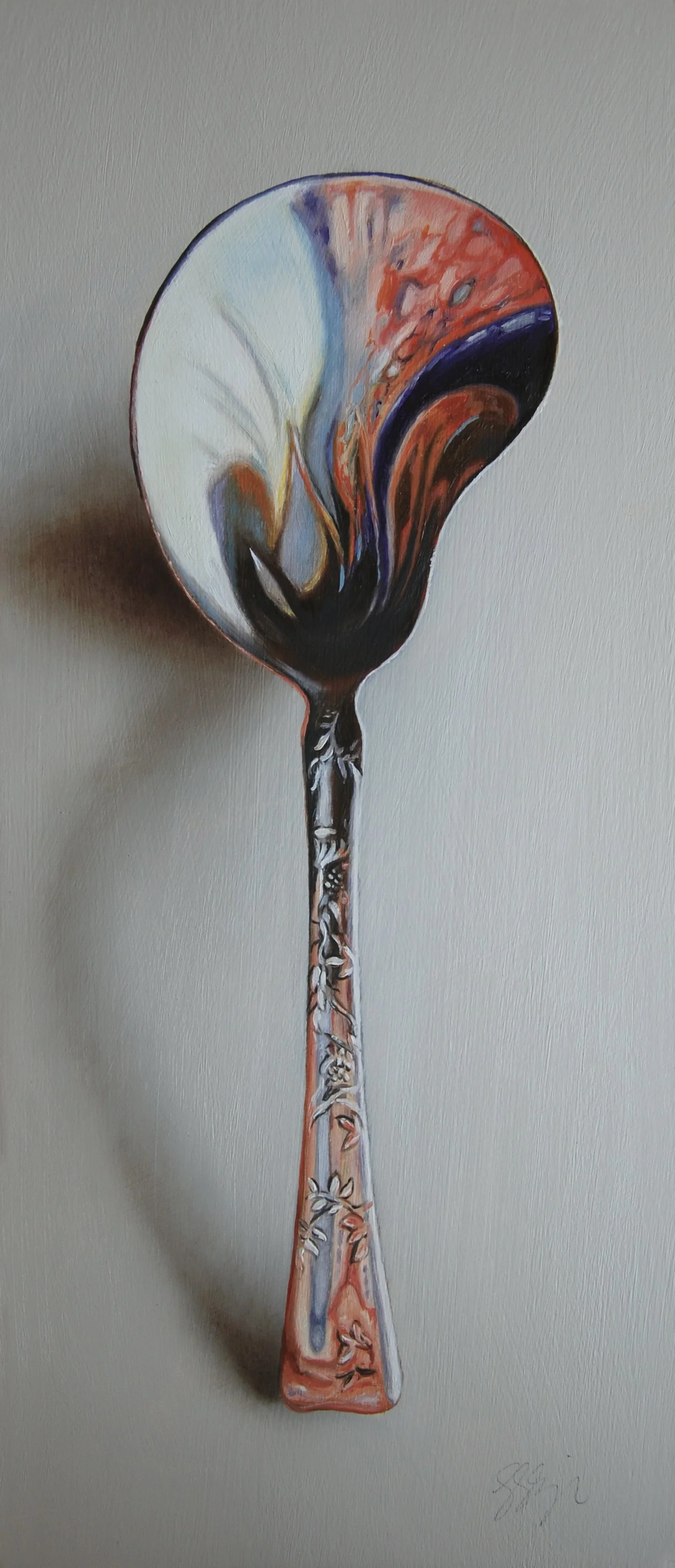Silver Spoon #274, The Texan Oil on Panel, 2025. 12” x 5”