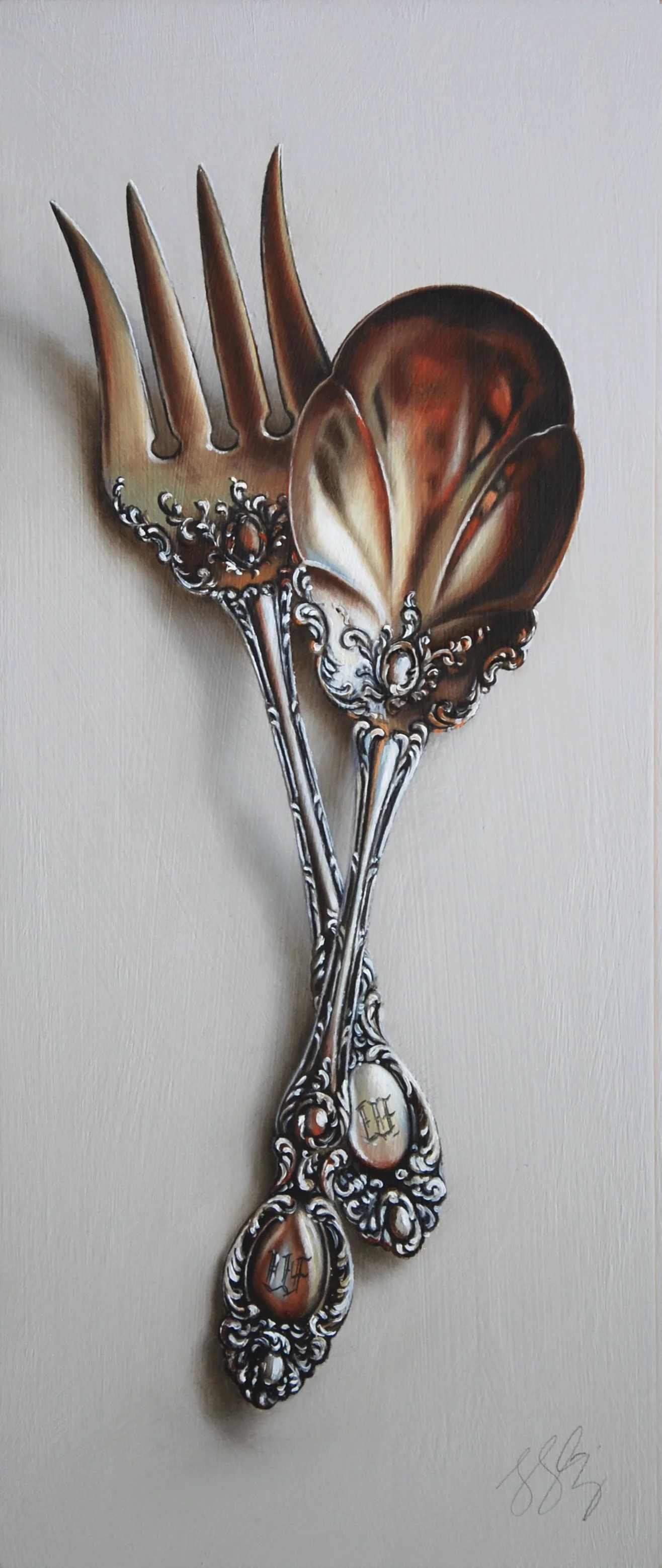  Silver Pair #72, The Soul and The Spirit  Oil on panel, 2026. 12×5 inches 