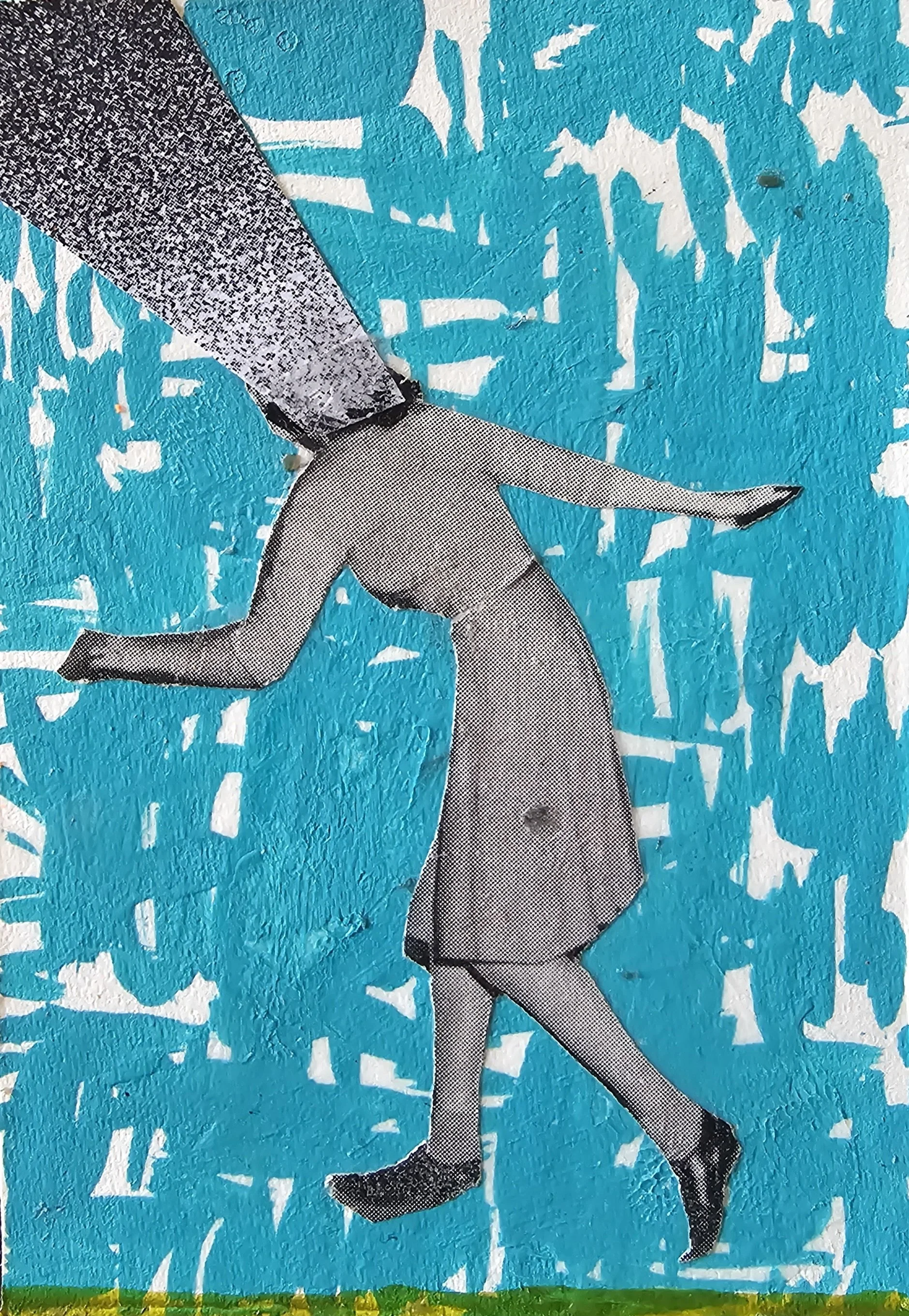 Candlepin, 2025, Mixed media on Arches Paper 2.5x3.5 inches, $100