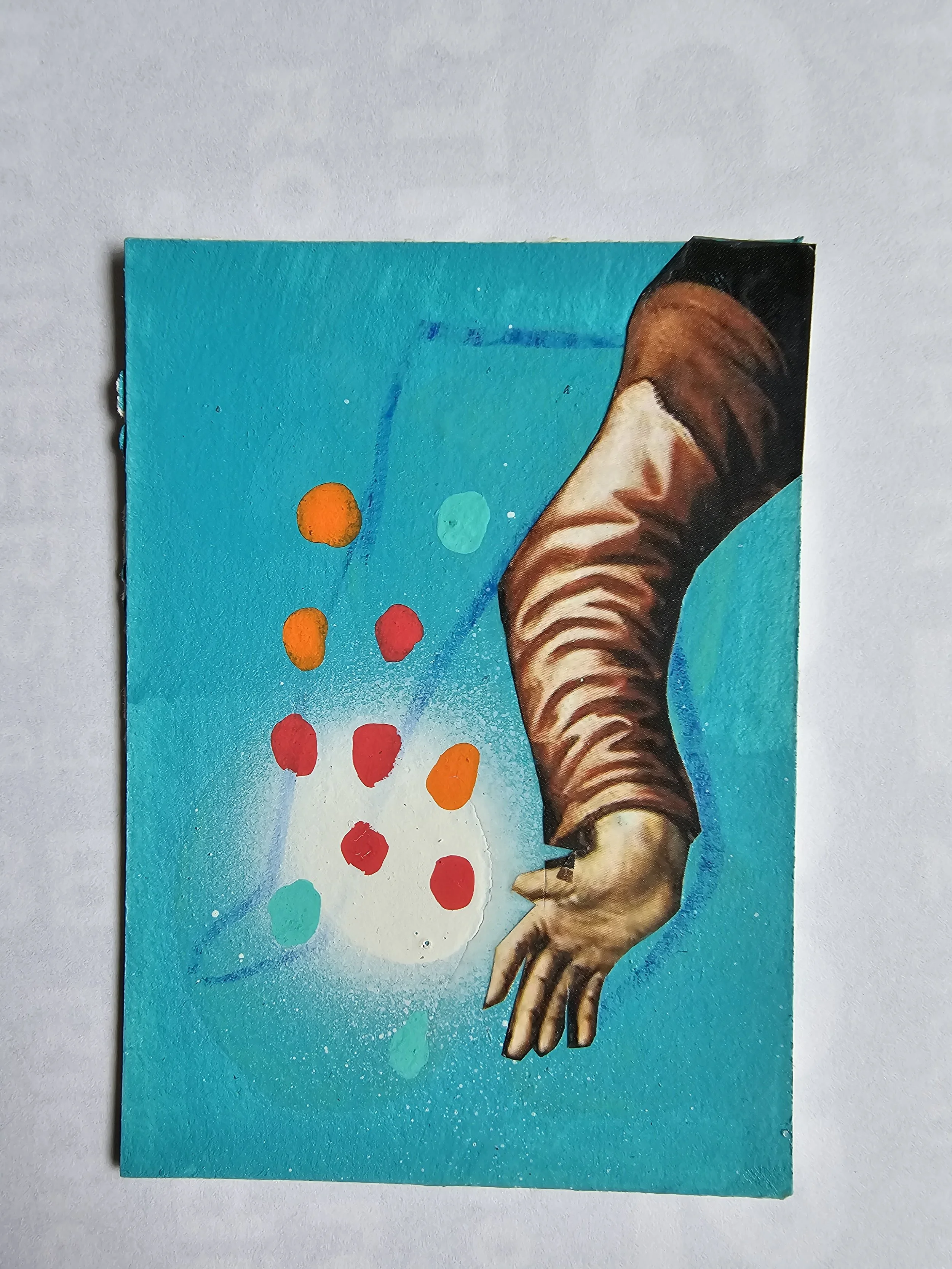 Prozac, 2025, Mixed media on Arches Paper 2.5x3.5 inches, $100
