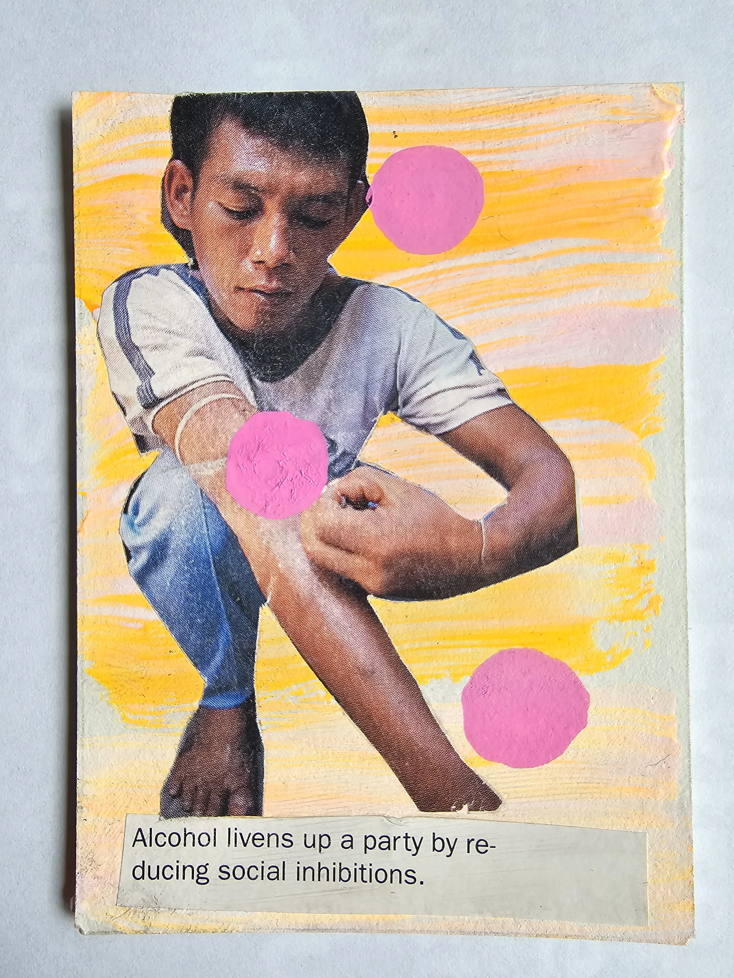 Liven Ups, 2025, Mixed media on Arches Paper 2.5x3.5 inches, $100